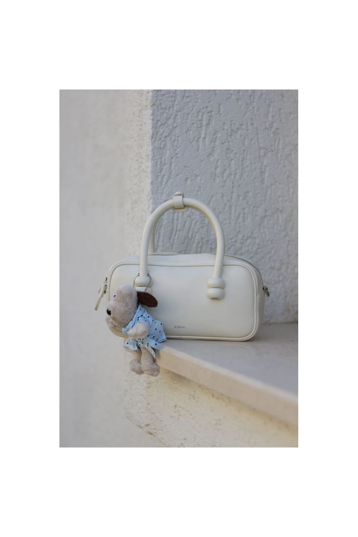 Kadın Beyaz Ayıcık Maskotlu Tutma Saplı El &amp;amp; Omuz Çantası
