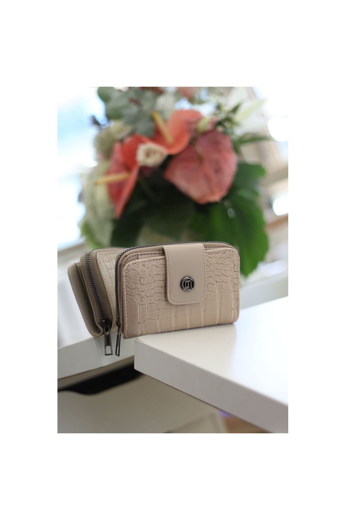 Kadın Vizon Kroko Doku Mini Boy Cüzdan