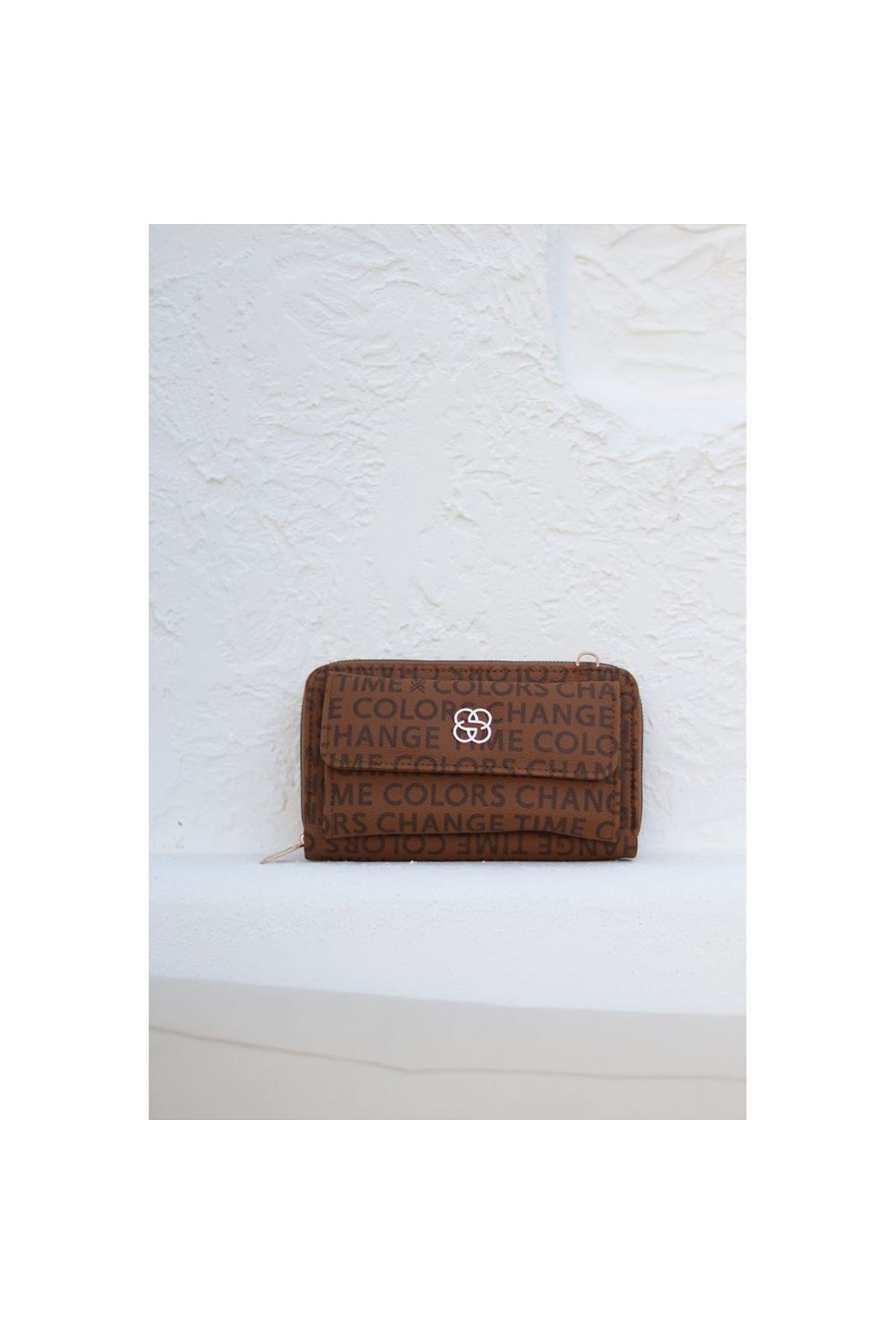 Kadın Taba Telefon Bölmeli Yatay Çapraz Askılı Cüzdan Çanta