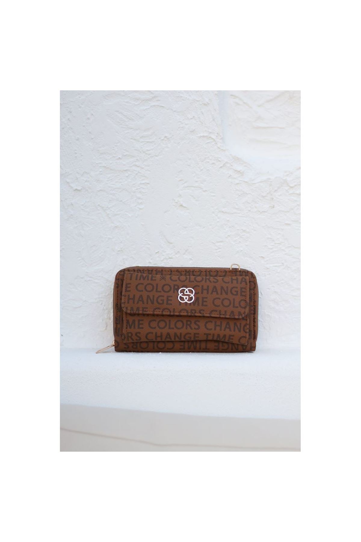 Kadın Taba Telefon Bölmeli Yatay Çapraz Askılı Cüzdan Çanta