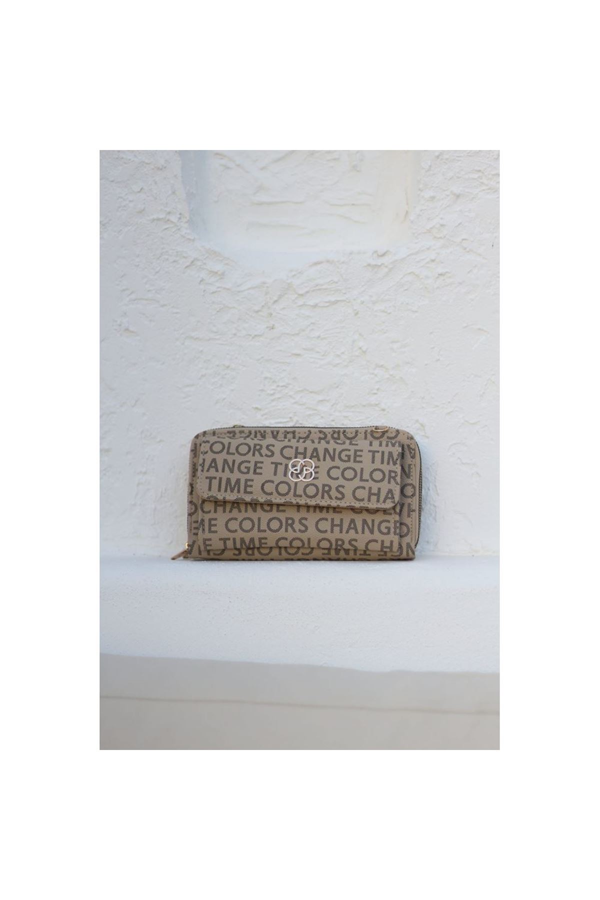 Kadın Vizon Telefon Bölmeli Yatay Çapraz Askılı Cüzdan Çanta