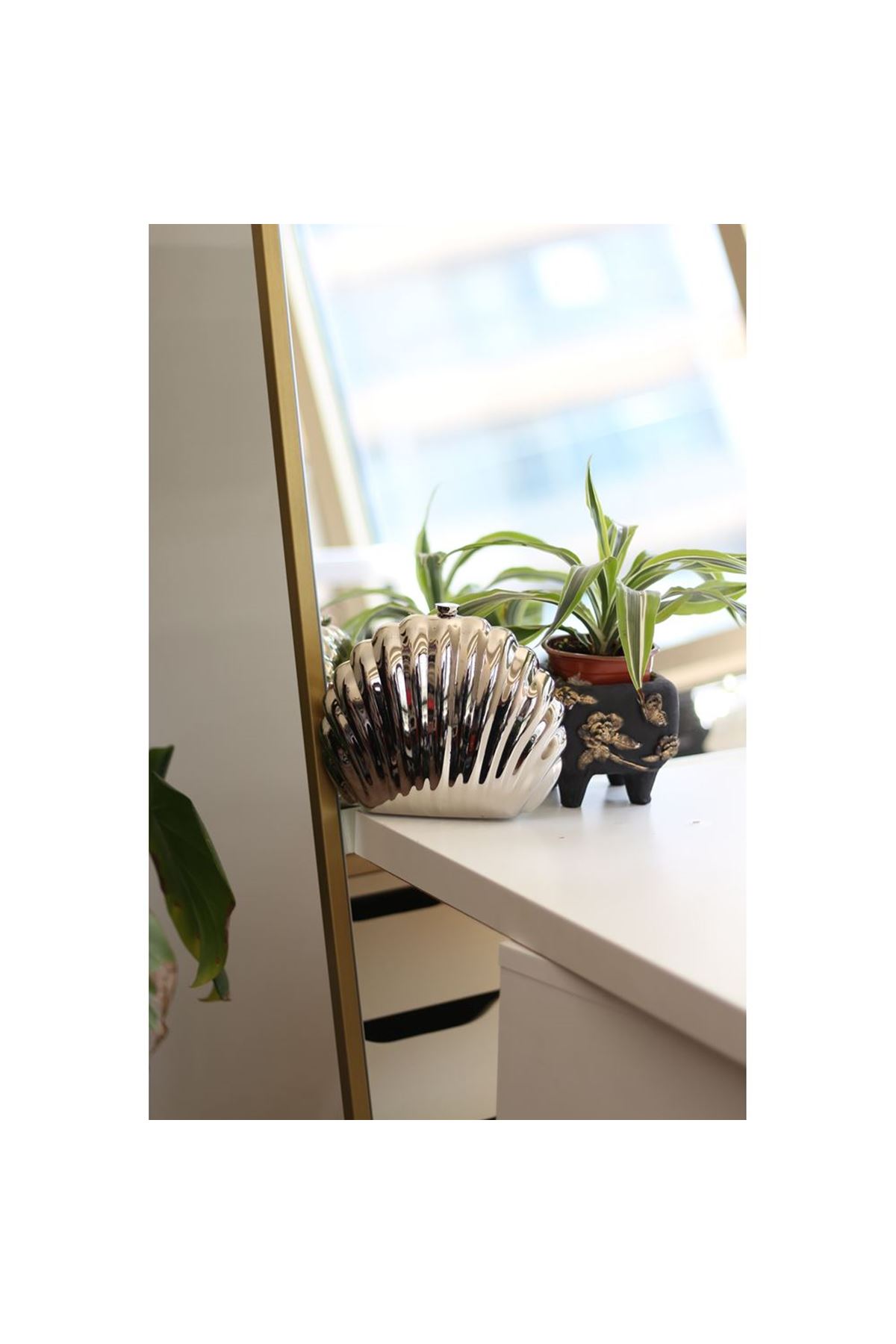 Kadın Silver İstiridye Formlu Zincir Detaylı Abiye Çanta