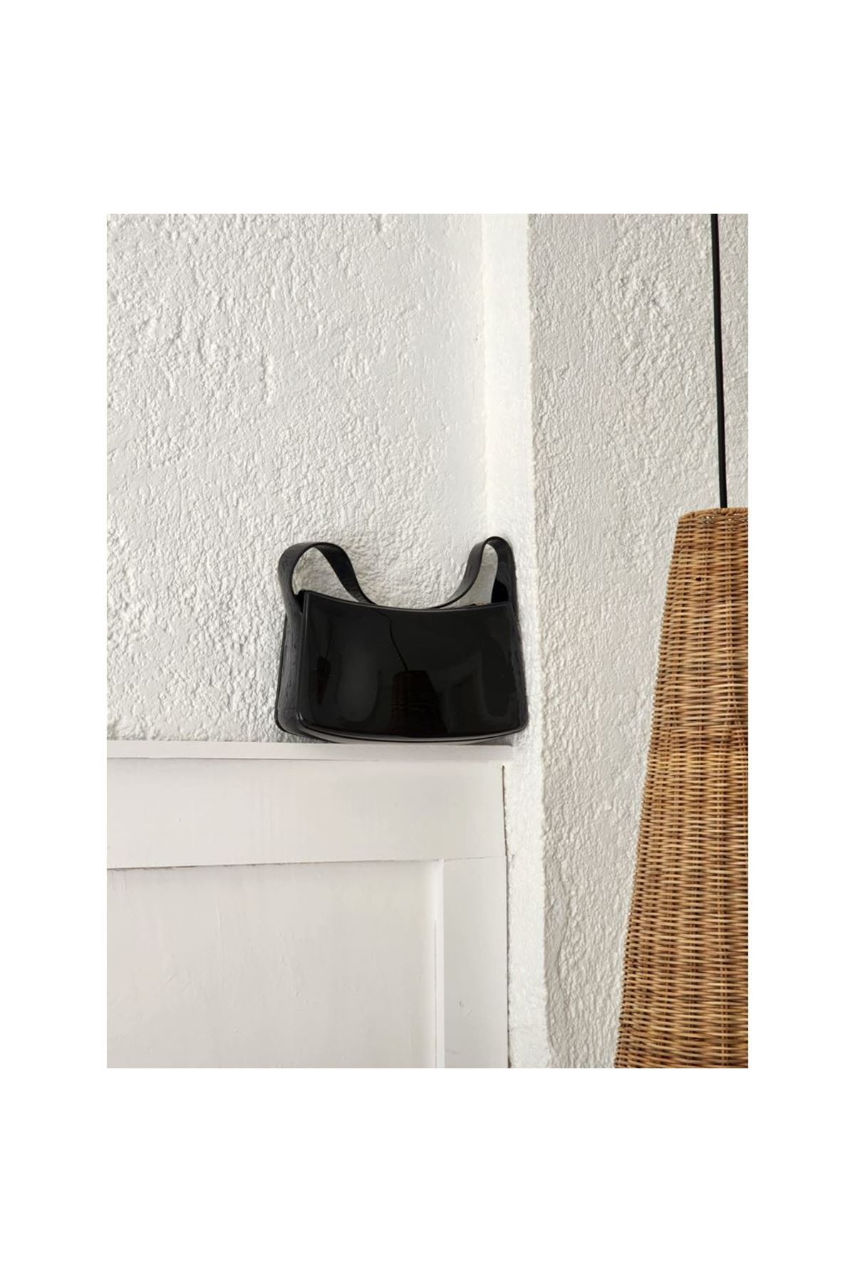 Kadın Siyah Silikon Fermuarlı Baget Omuz Çantası