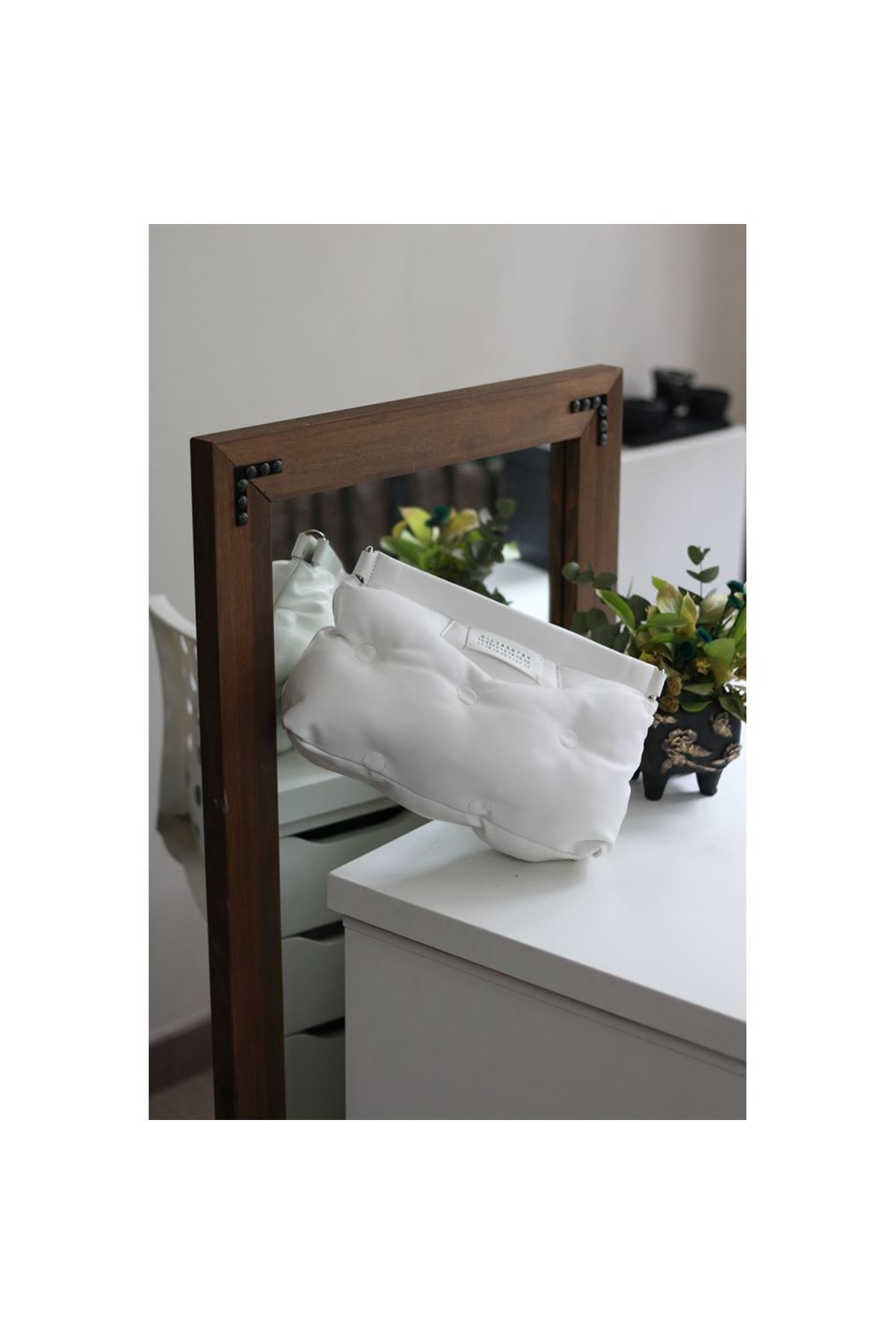 Kadın Beyaz Yastık Desenli Yumuşak Doku Omuz &amp;amp; El Çantası