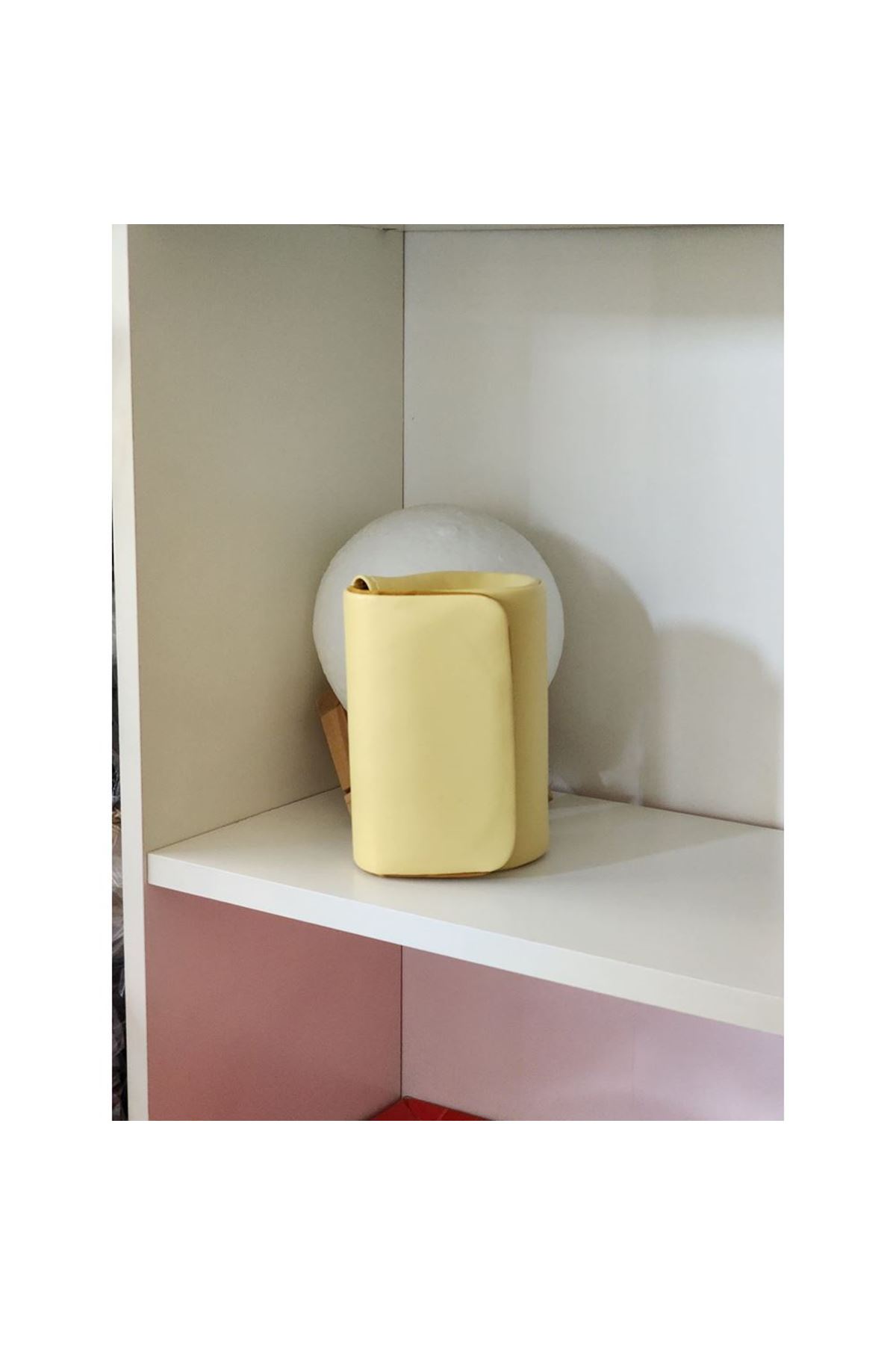 Kadın Sarı Deri Mini Portföy Abiye Çanta