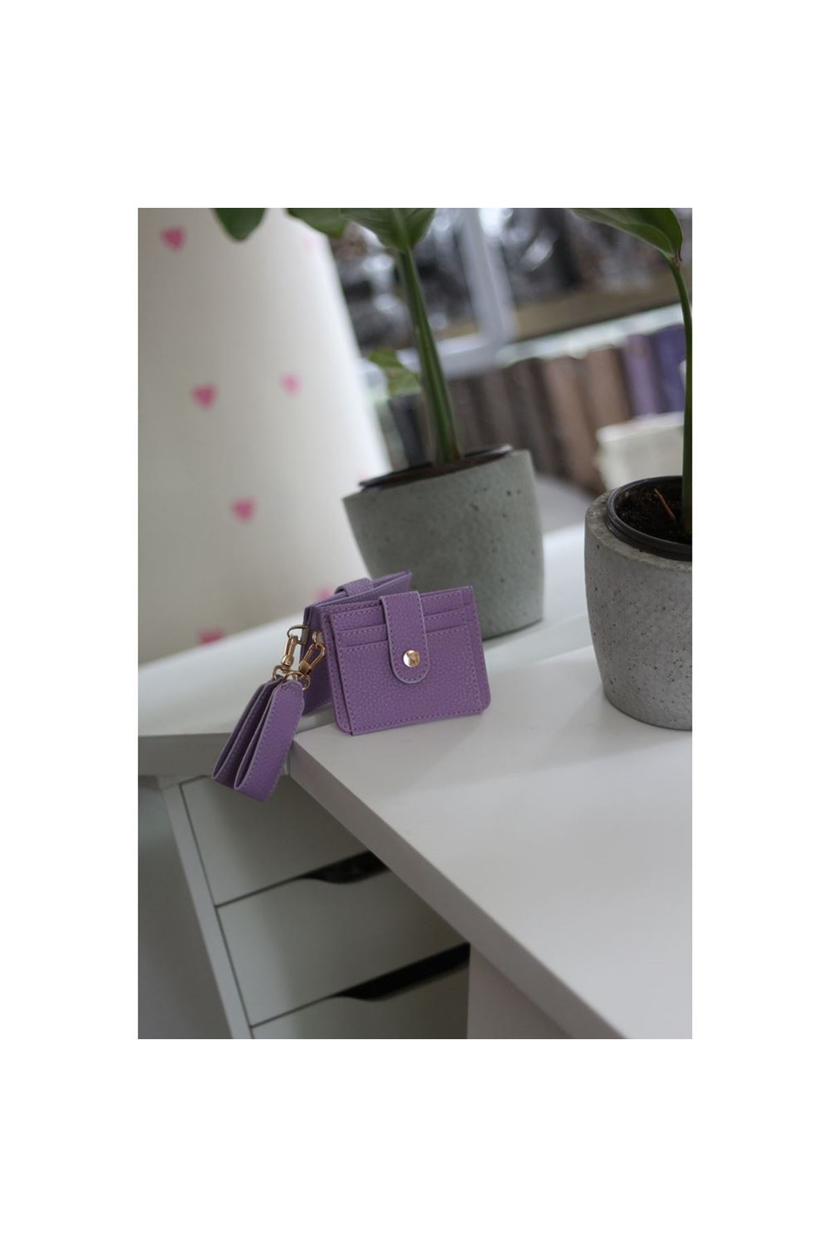 Kadın Lila Maskot Kartlık Cüzdan