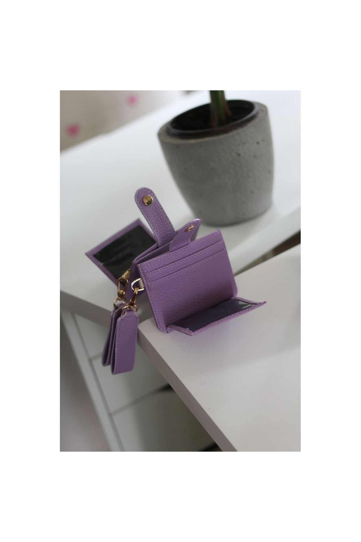 Kadın Lila Maskot Kartlık Cüzdan