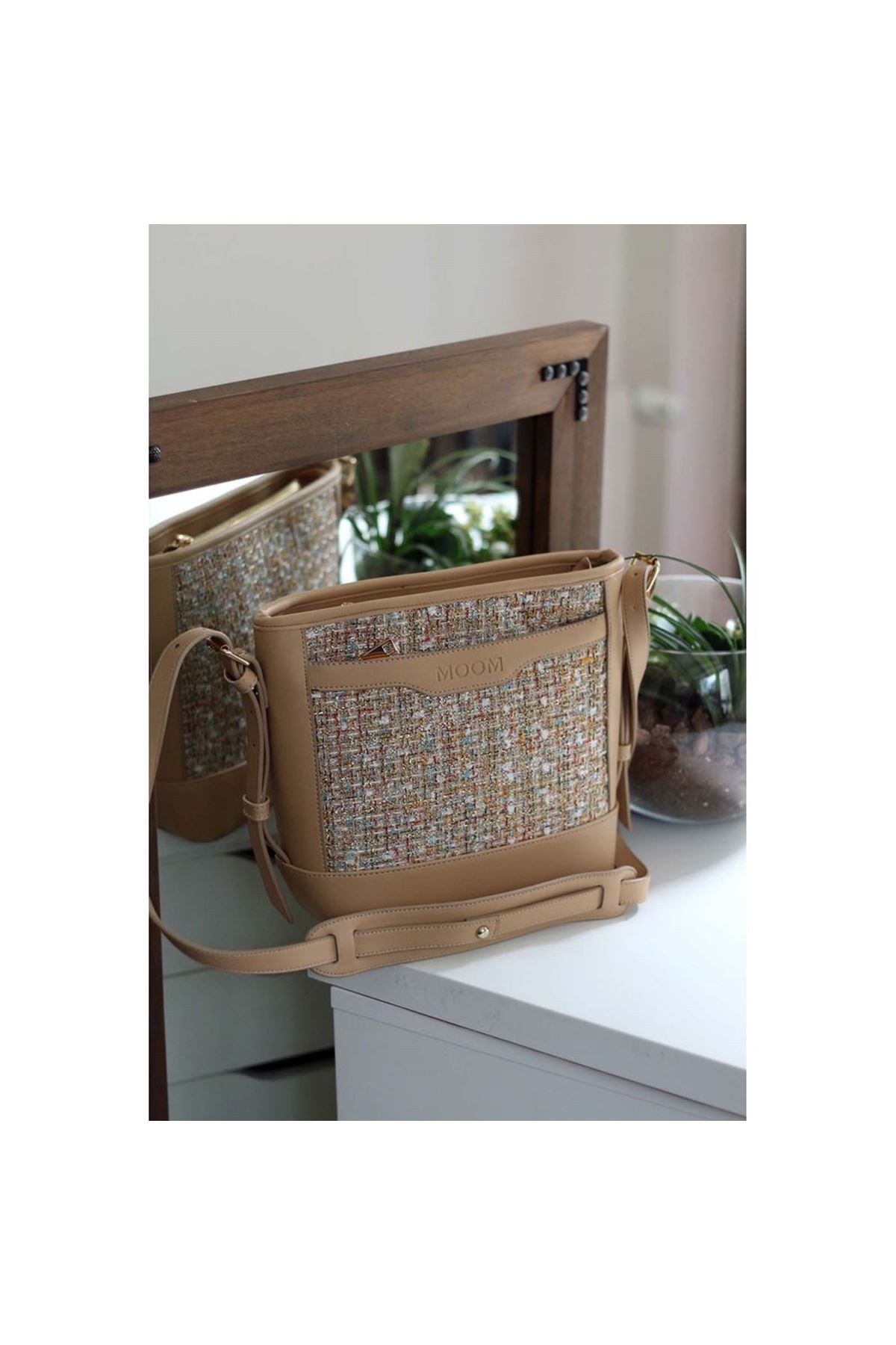 Kadın Karamel Tüvit Ayarlanabilir Askılı Omuz