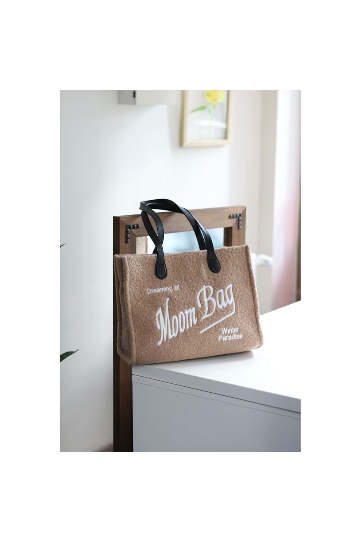 Kadın Vizon Peluş Büyük Boy Omuz Çantası