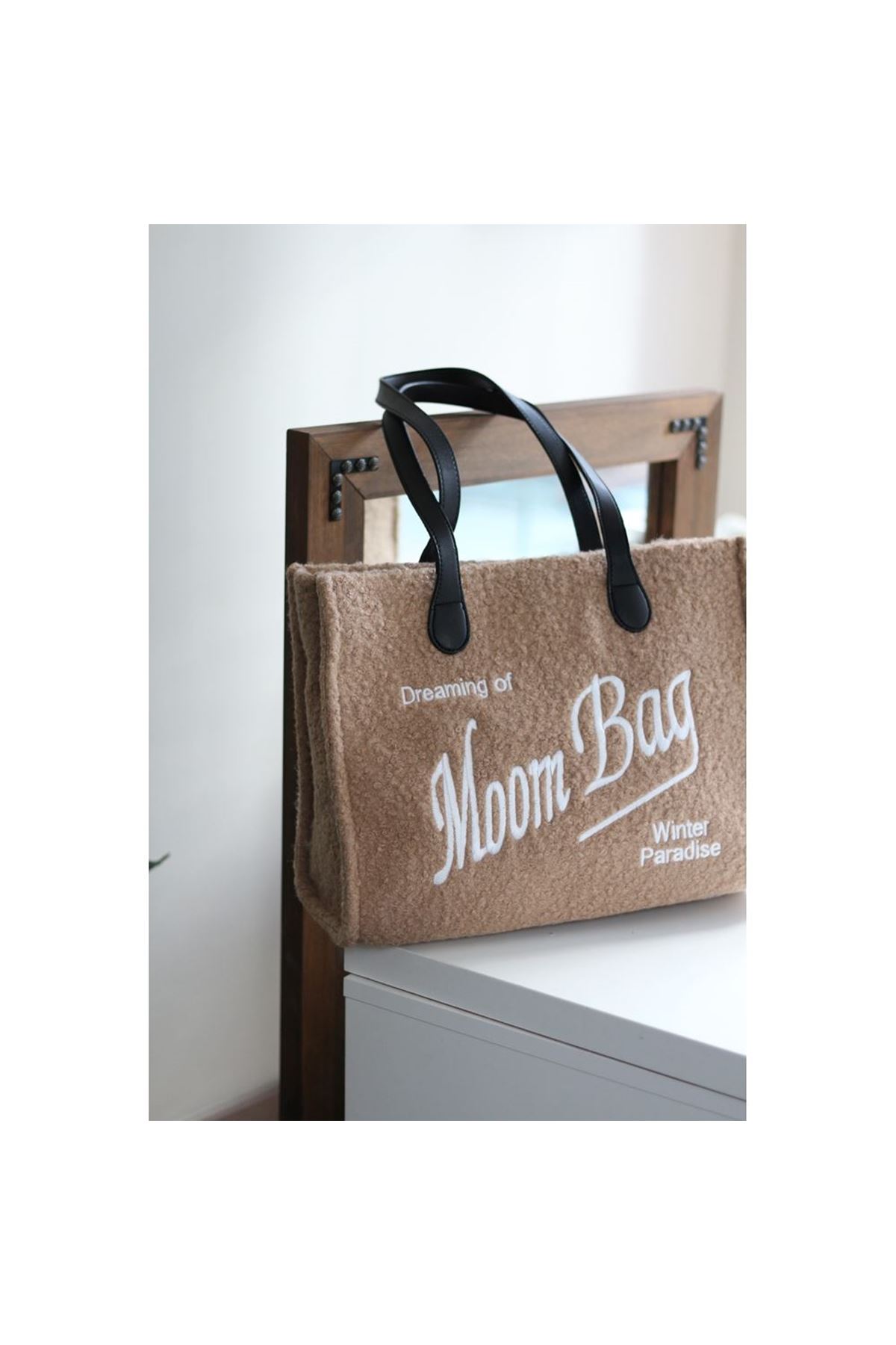 Kadın Vizon Peluş Büyük Boy Omuz Çantası