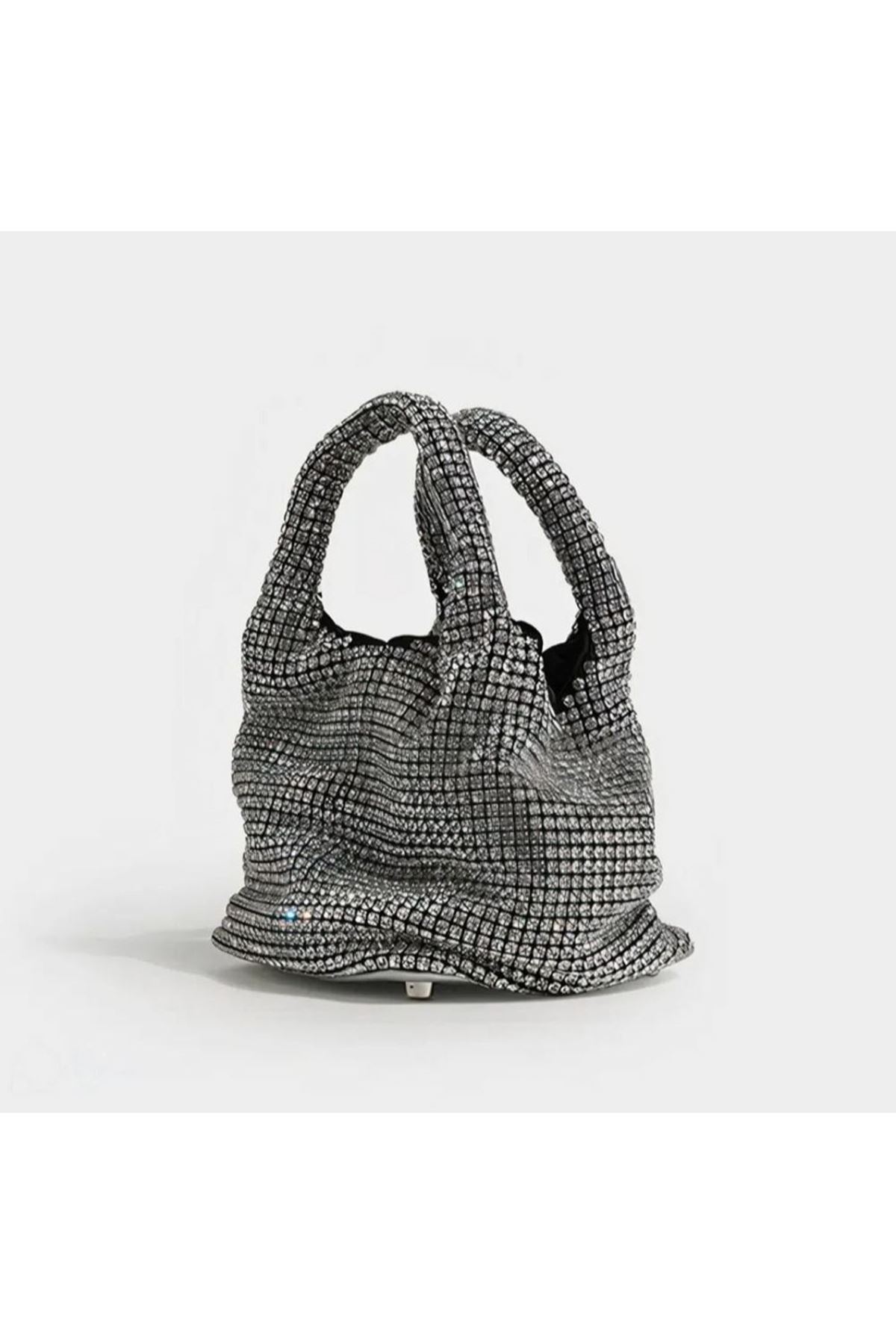 Kadın Silver Full Taş Çift Kulplu Abiye Çanta