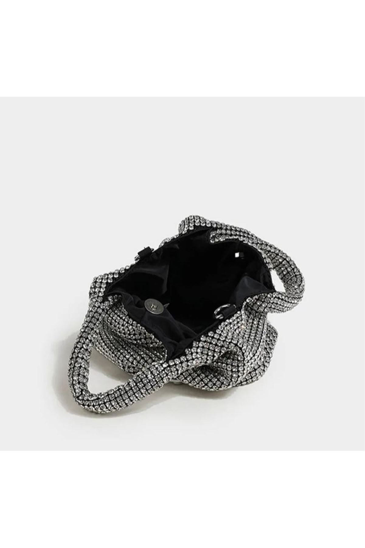 Kadın Silver Full Taş Çift Kulplu Abiye Çanta