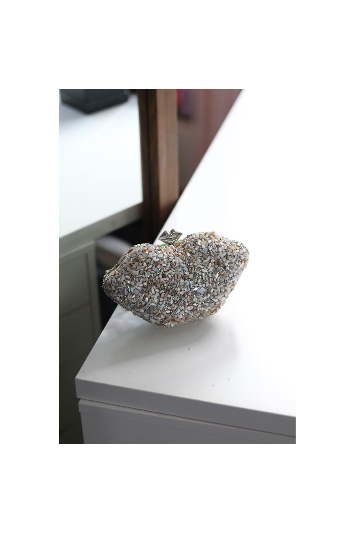 Kadın Gümüş Desenli Abiye çanta