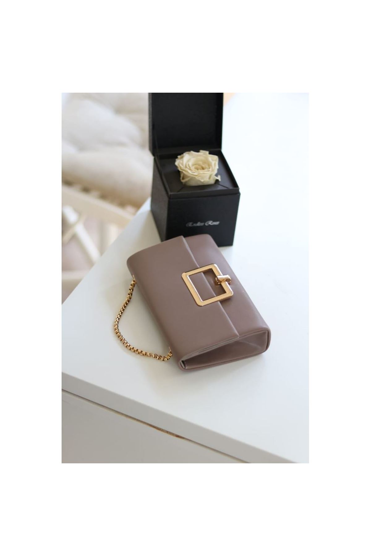 Kahve Gold Tokalı Omuz Çantası