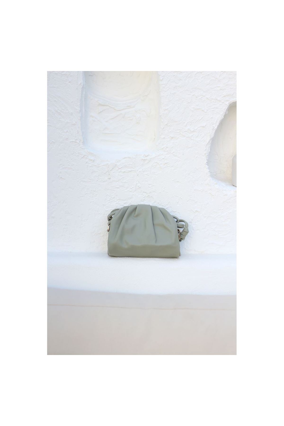 Kadın Mint Yeşili Yumuşak Pileli Omuz Çantası