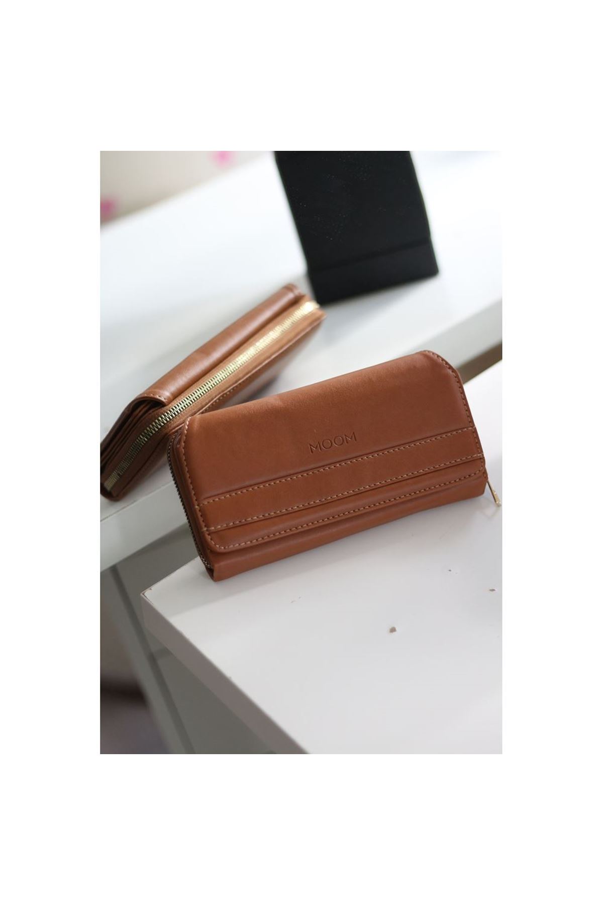 Kadın Taba Klişe Detaylı Büyük Boy Kartlıklı Cüzdan