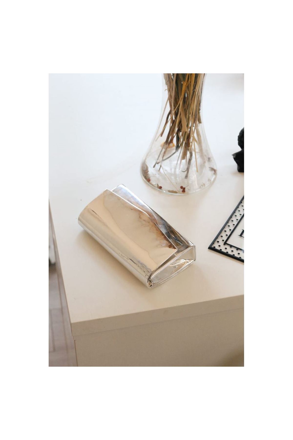 Silver Rugan Dikdörtgen Form Abiye Çanta