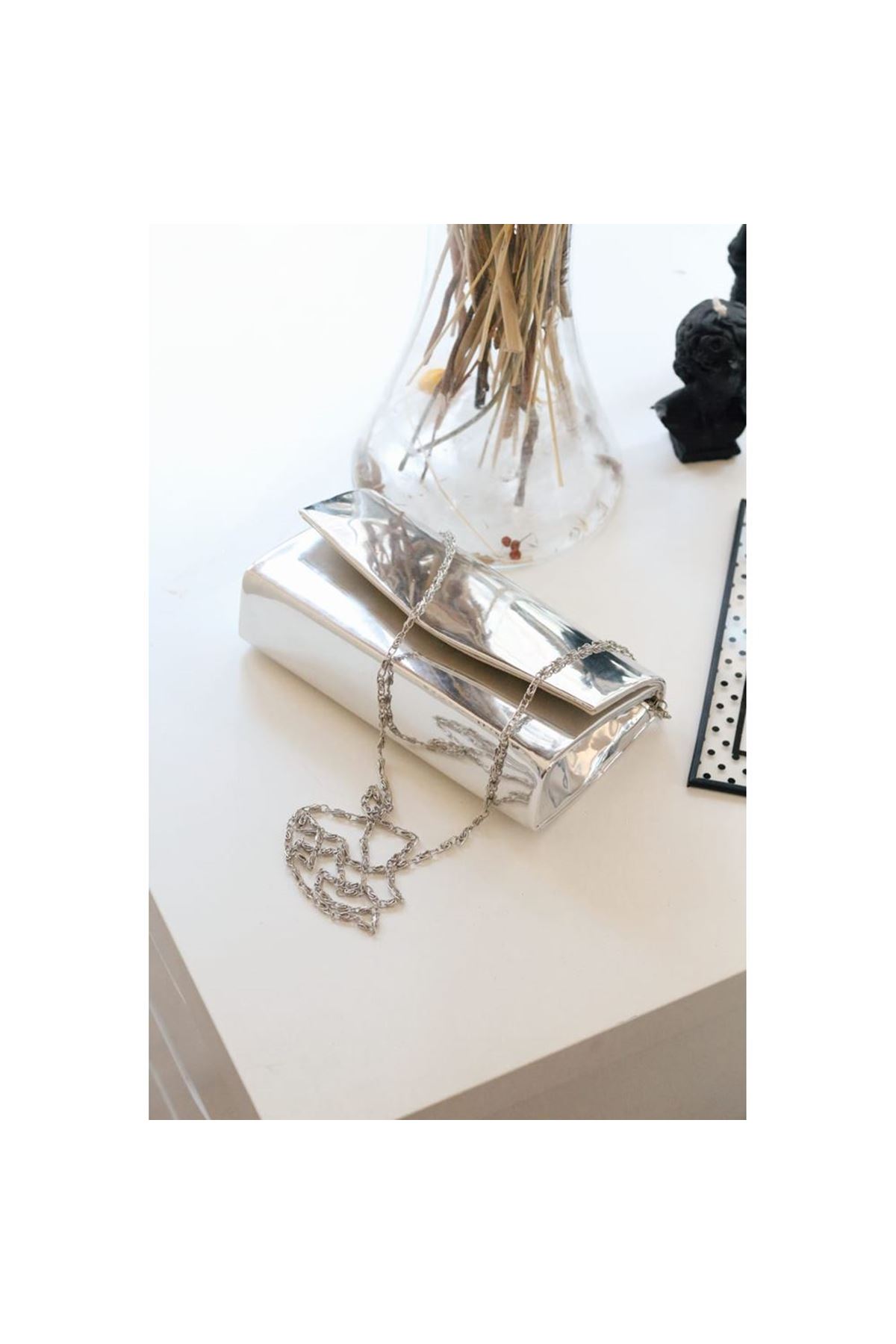 Silver Rugan Dikdörtgen Form Abiye Çanta