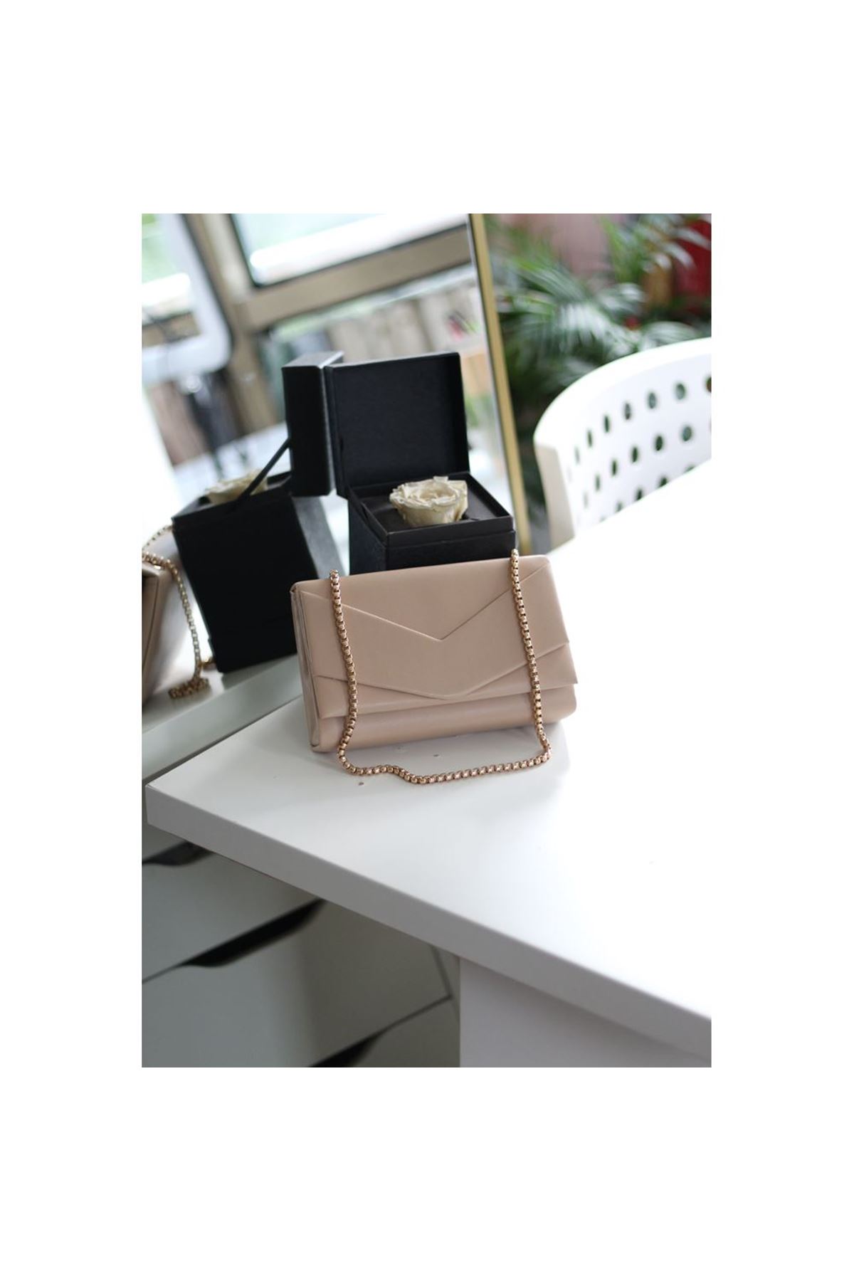 Kadın Nude Zarf Kutu Omuz Çantası