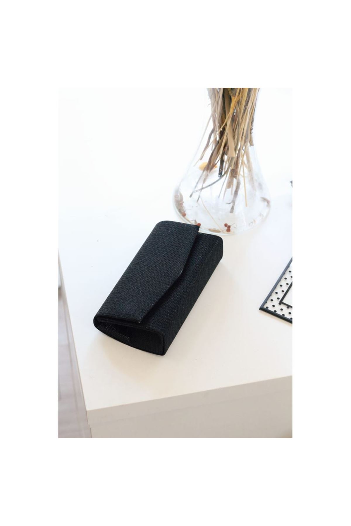 Siyah Simli Dikdörtgen Form Abiye Çanta