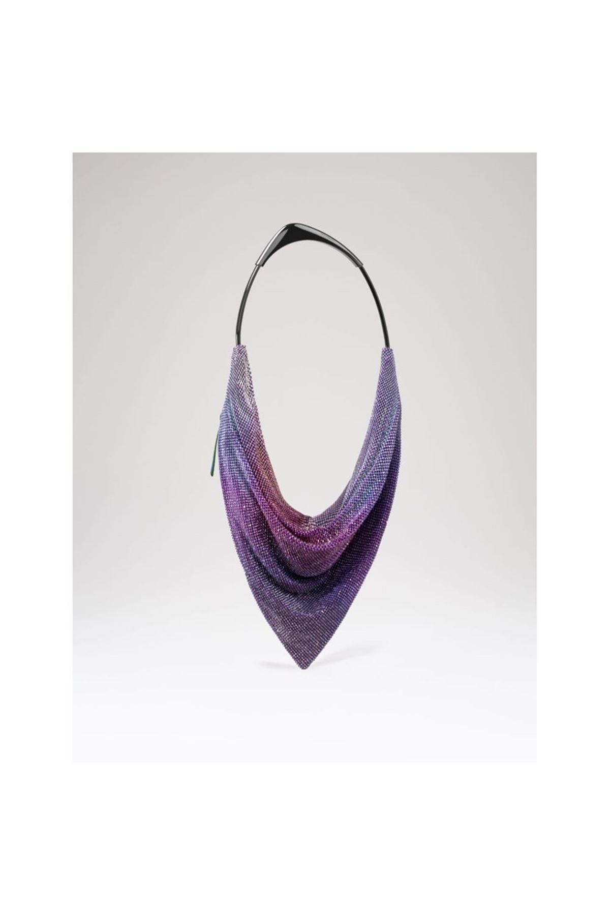 Kadın Mor Taş Dokuma Metal Tutma Sap Detaylı Abiye Çanta