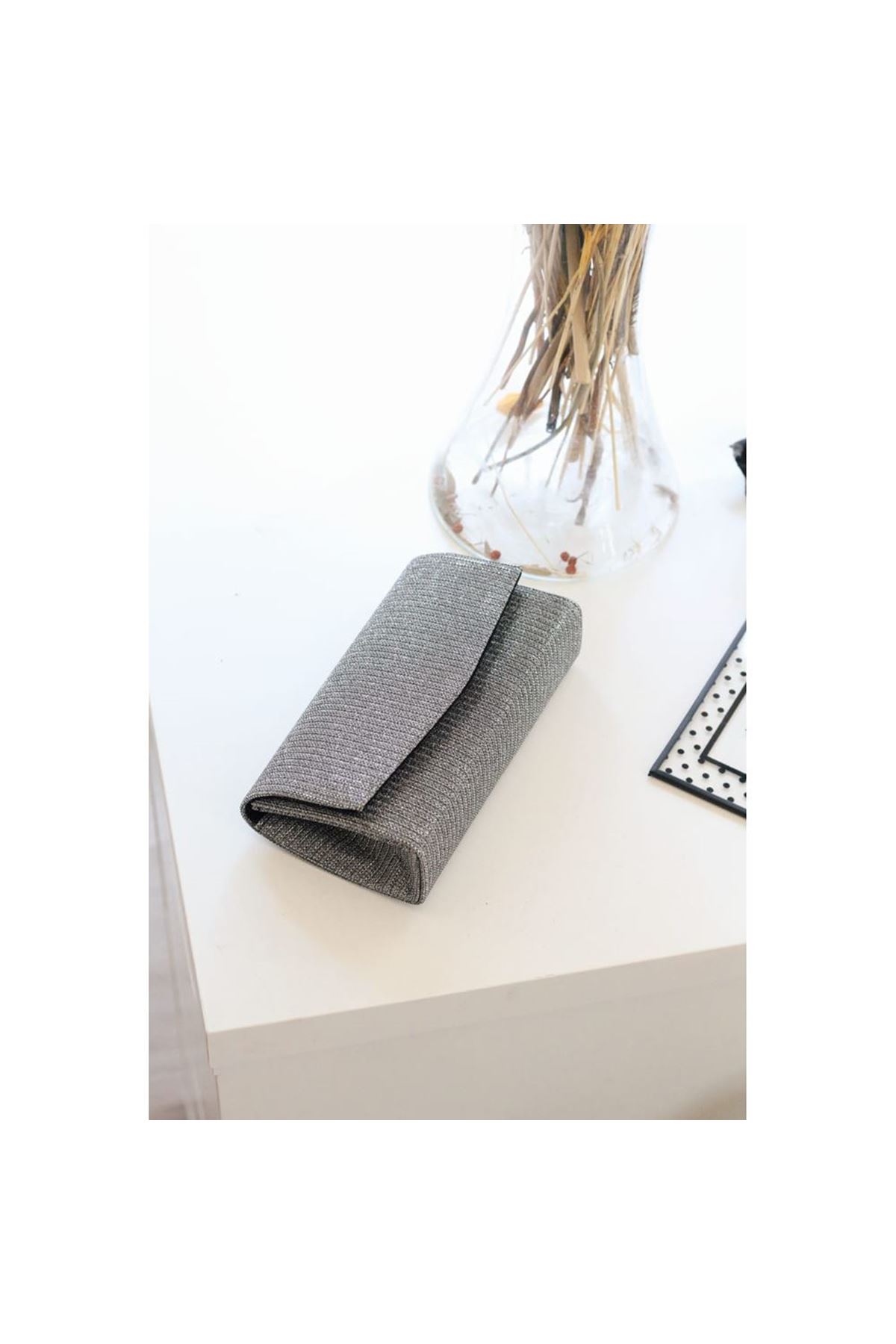 Antrasit Simli Dikdörtgen Form Abiye Çanta