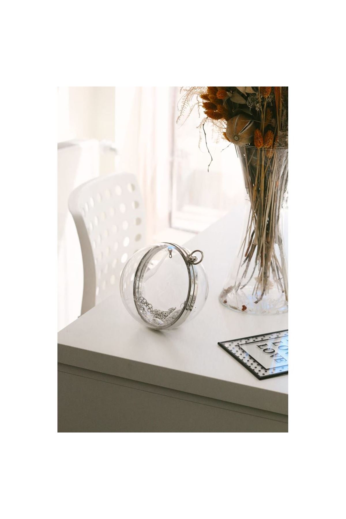 Şeffaf Küre Form Silver Abiye Çanta