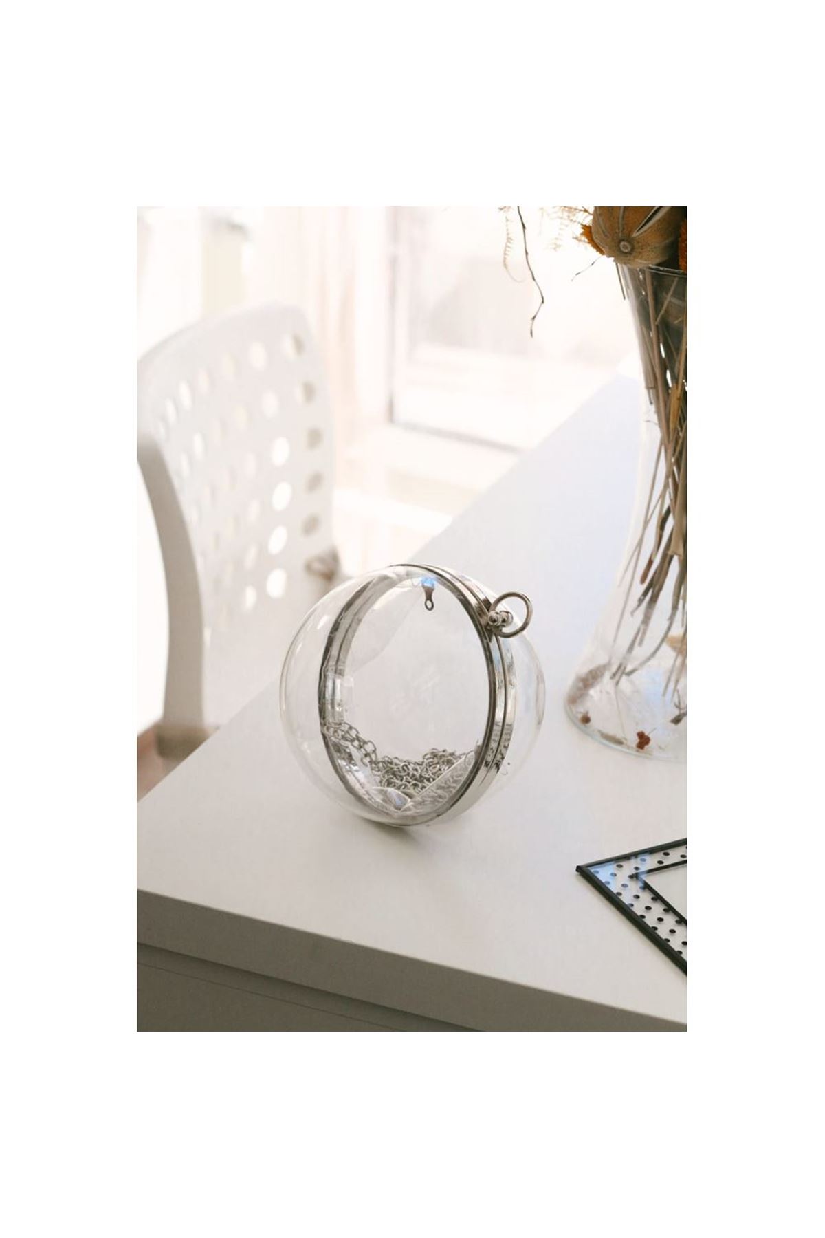 Şeffaf Küre Form Silver Abiye Çanta