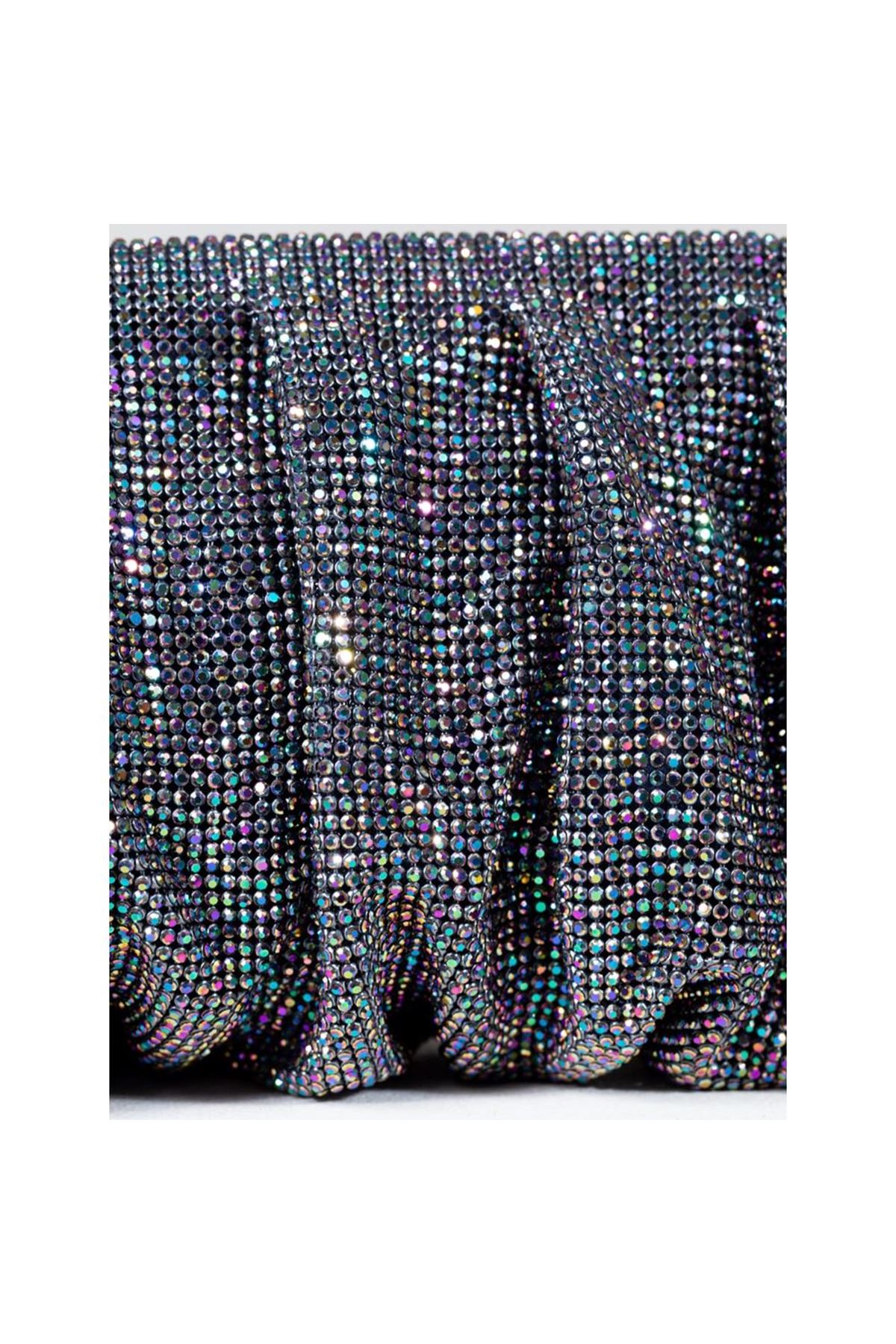 Kadın Platin Taş Dokuma Burs Detayl Abiye Çanta