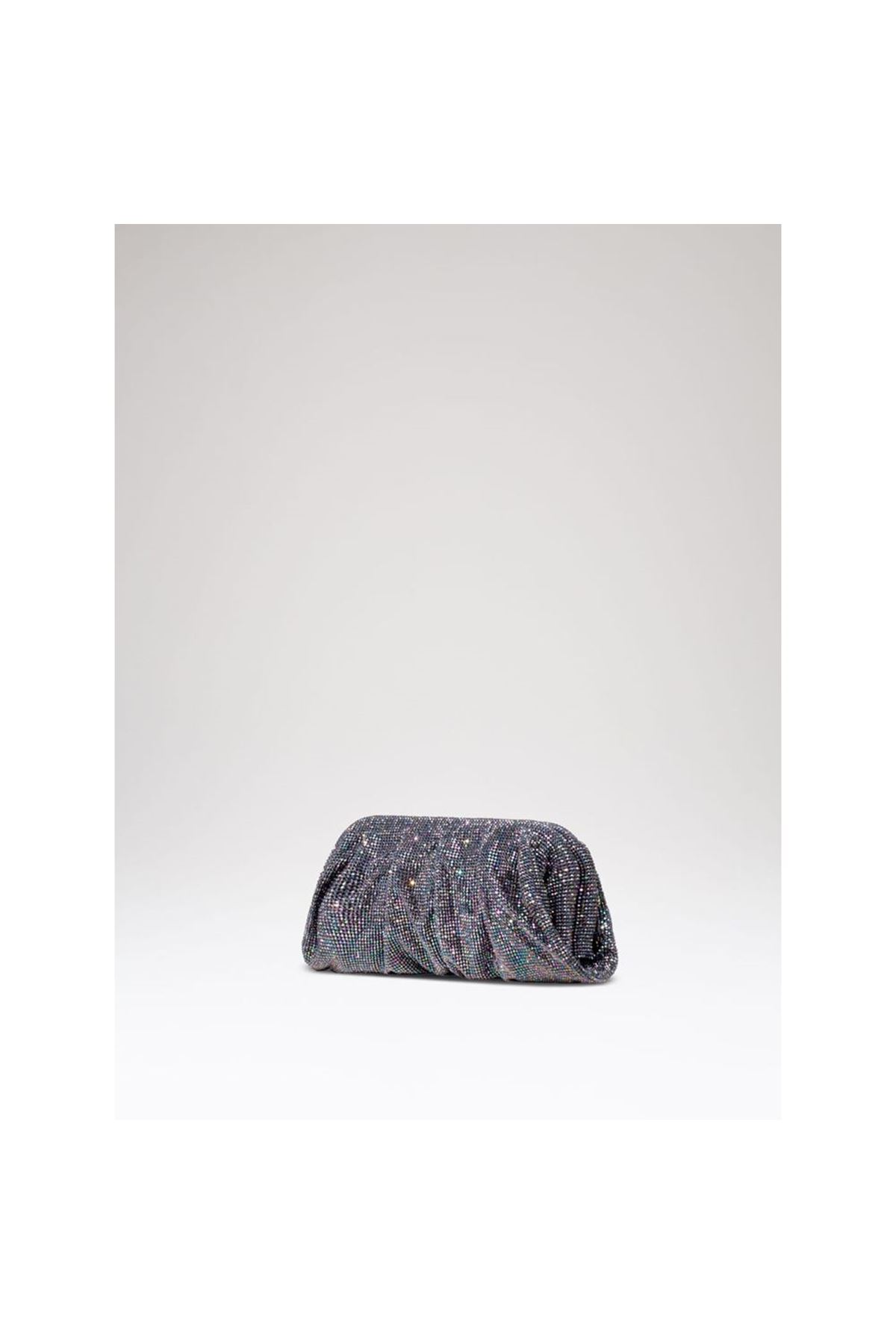 Kadın Platin Taş Dokuma Burs Detayl Abiye Çanta