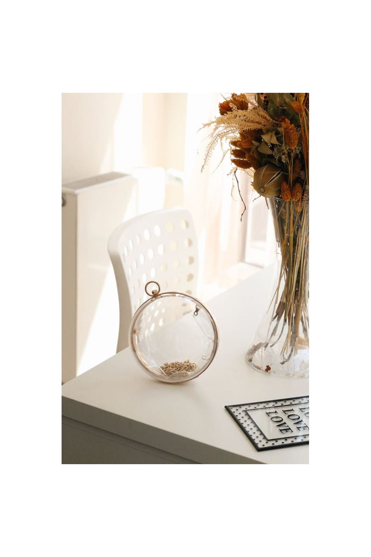 Şeffaf Küre Form Gold Abiye Çanta