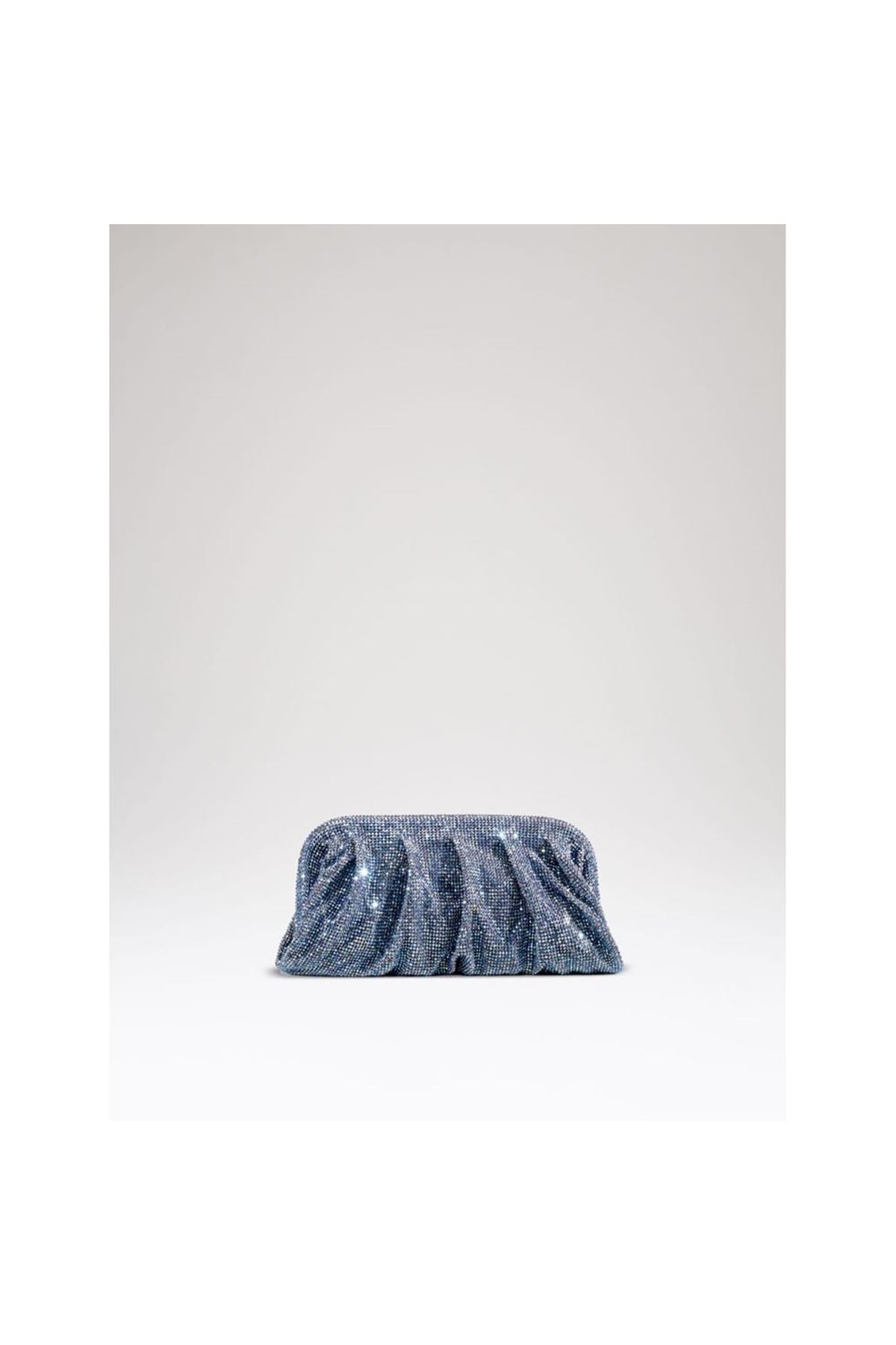 Kadın Lacivert Taş Dokuma Burs Detayl Abiye Çanta