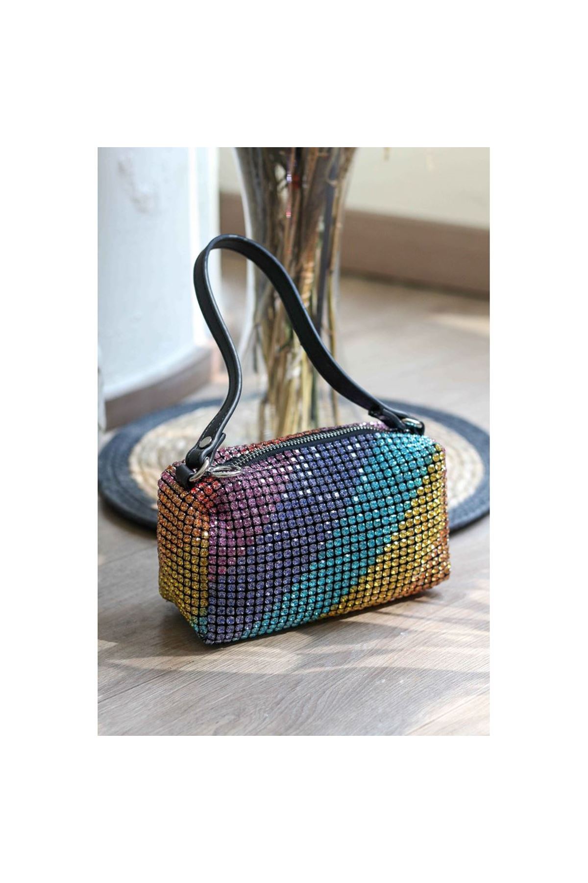 Rainbow Özel Form Taşlı Abiye Çanta