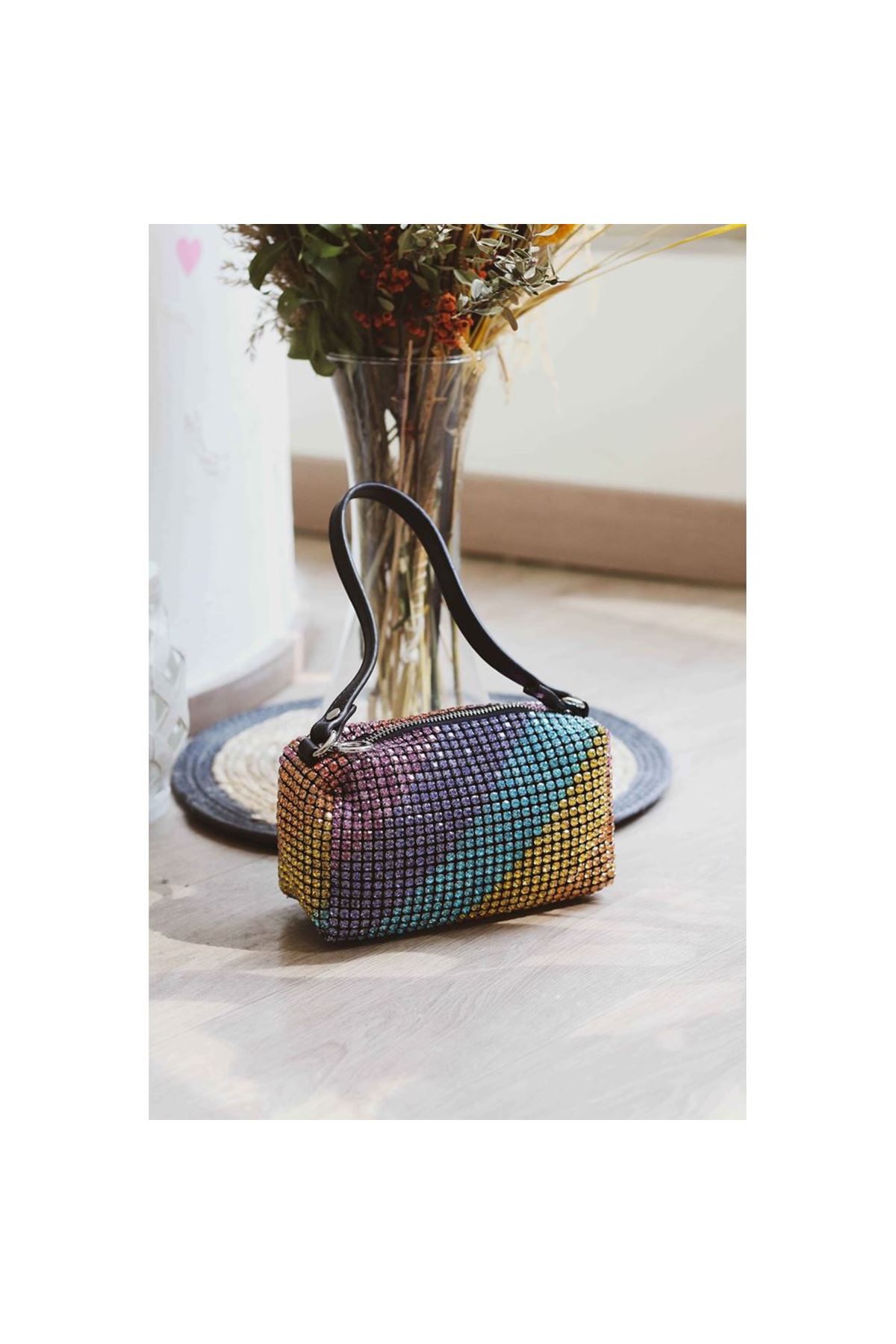 Rainbow Özel Form Taşlı Abiye Çanta