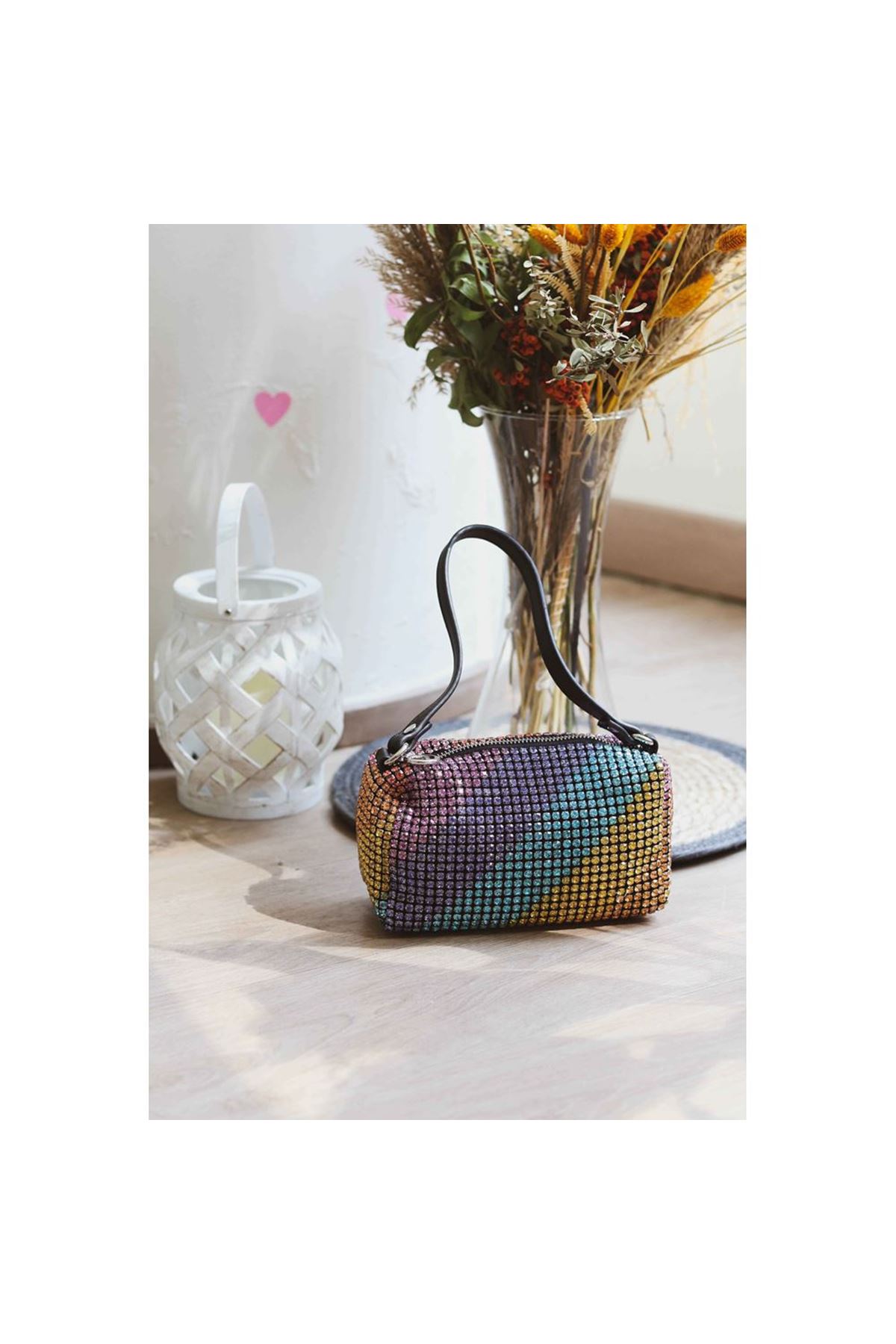 Rainbow Özel Form Taşlı Abiye Çanta