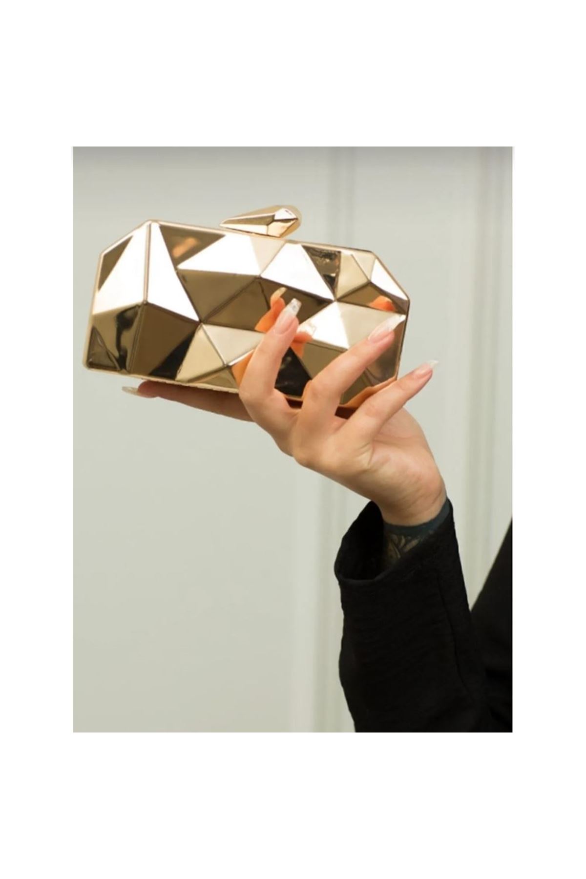 Kadın Gold Metal Abiye Çanta