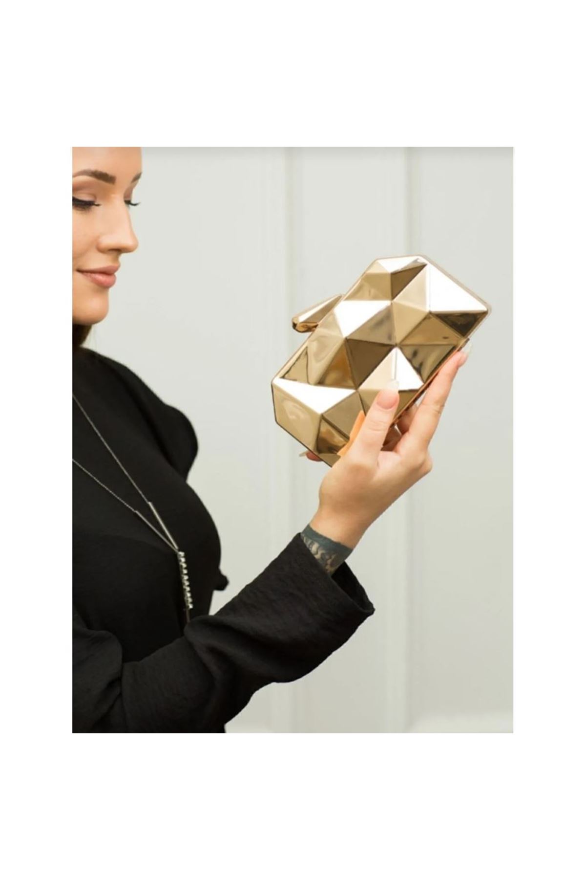 Kadın Gold Metal Abiye Çanta