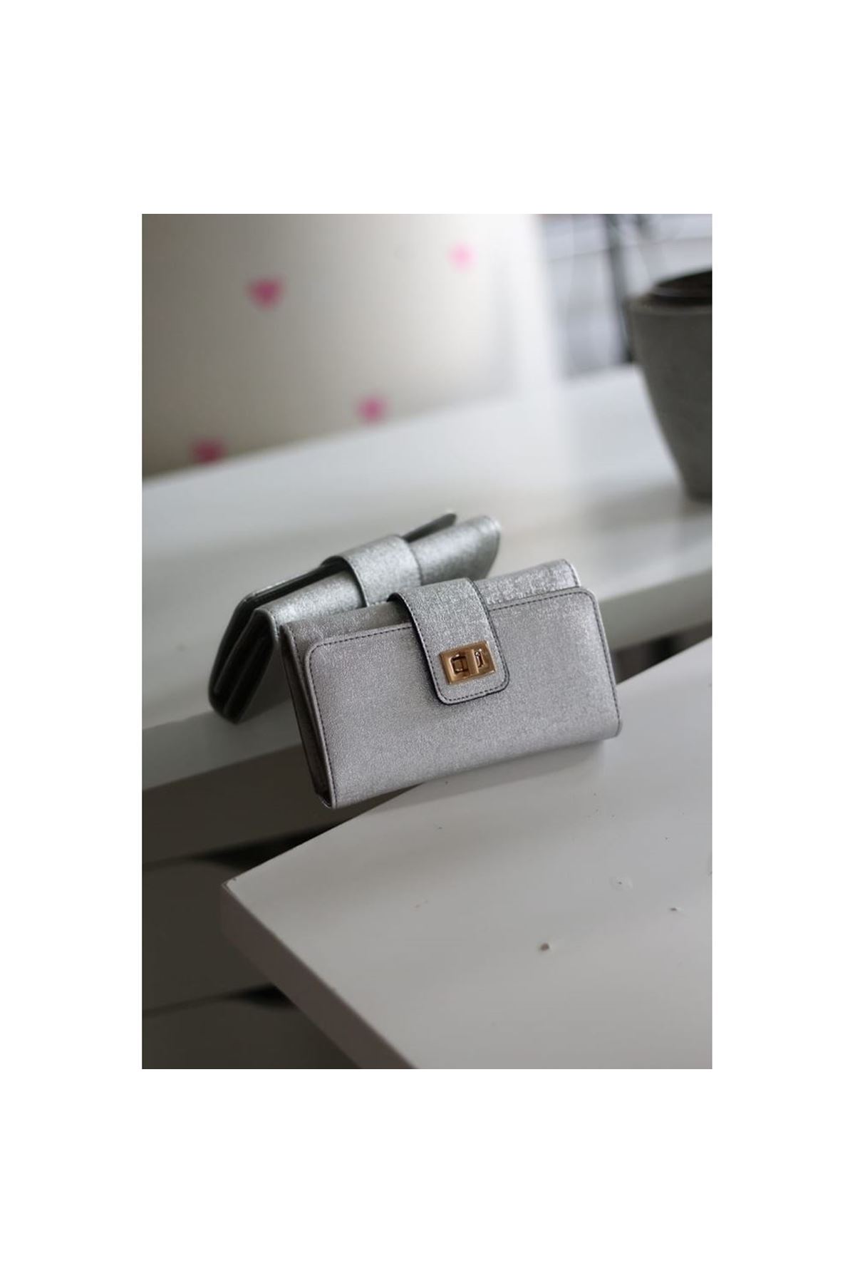 Kadın Silver Gold Aksesuar Detaylı Cüzdan