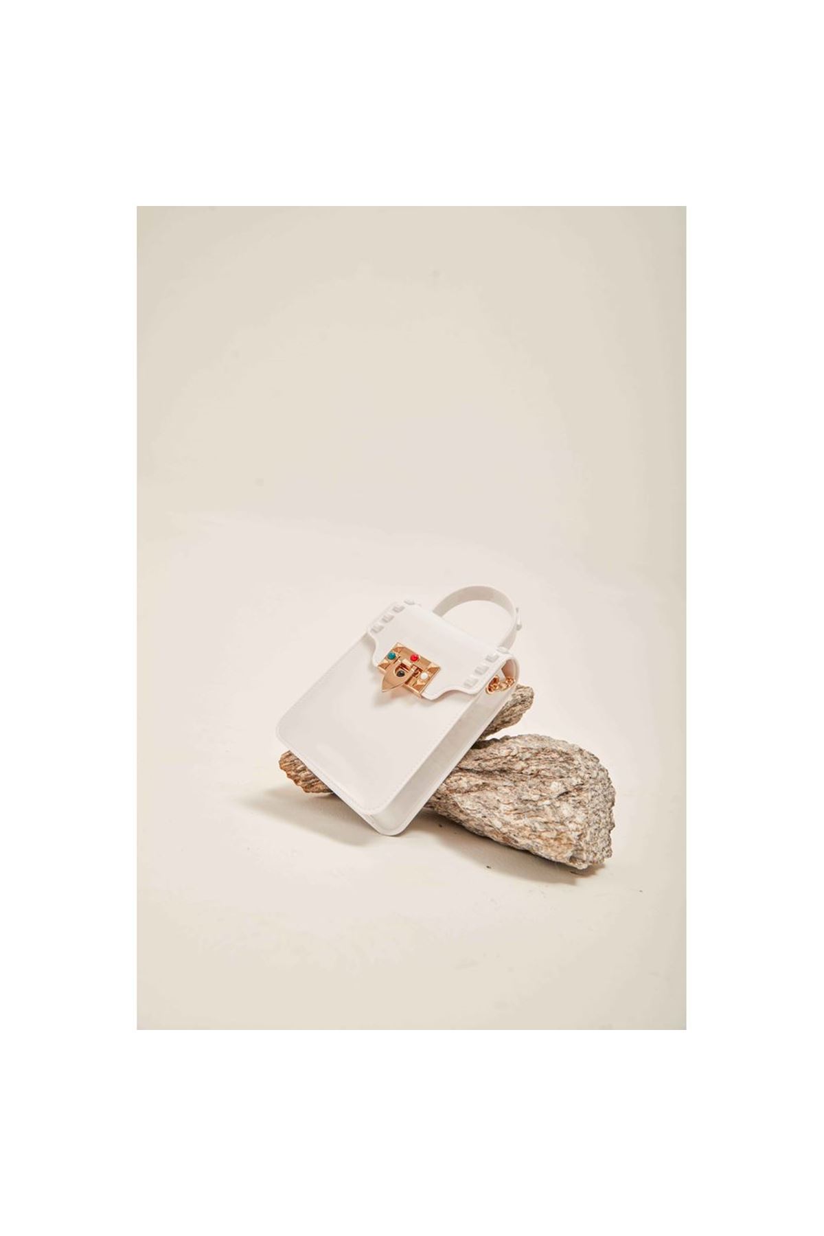 Jely Beyaz Silikon Çapraz Çanta