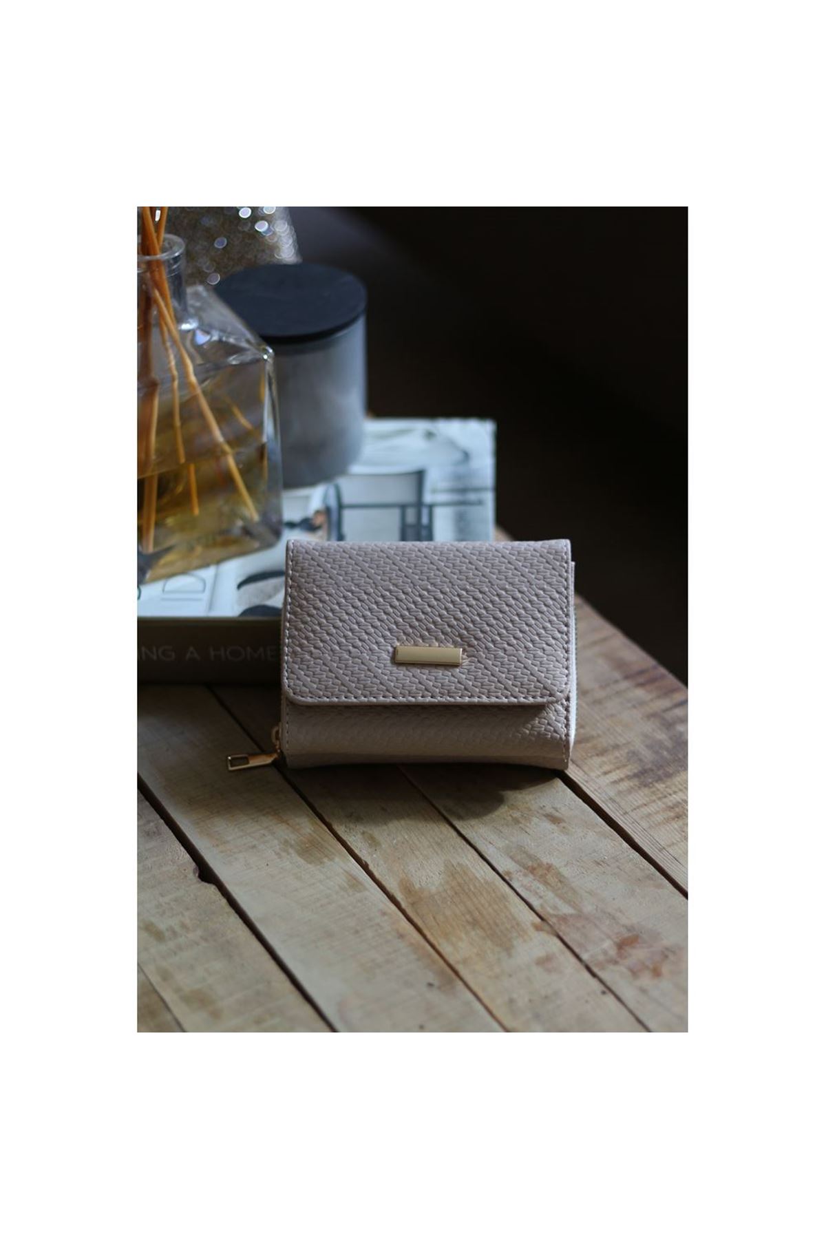 Kadın Vizon Kartlık Detaylı Mini Cüzdan