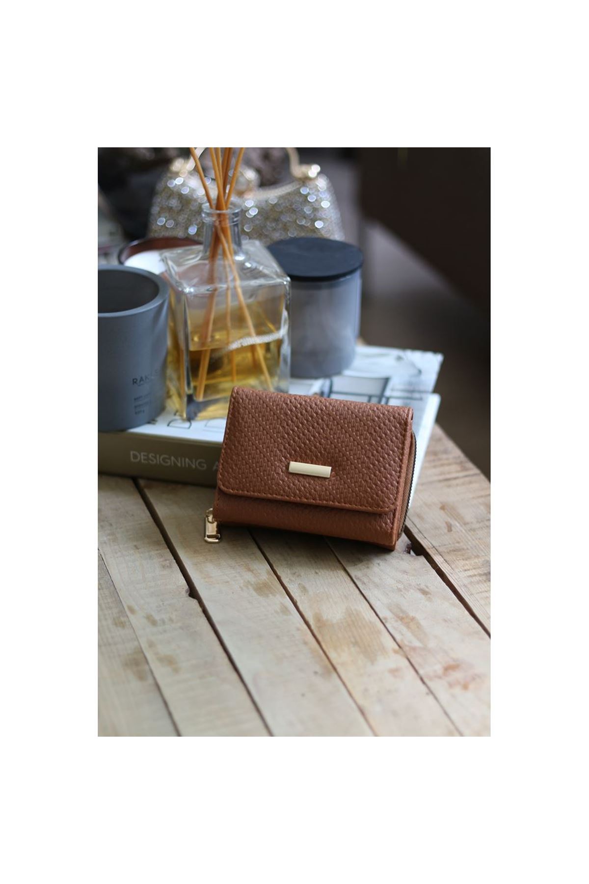 Kadın Taba Kartlık Detaylı Mini Cüzdan