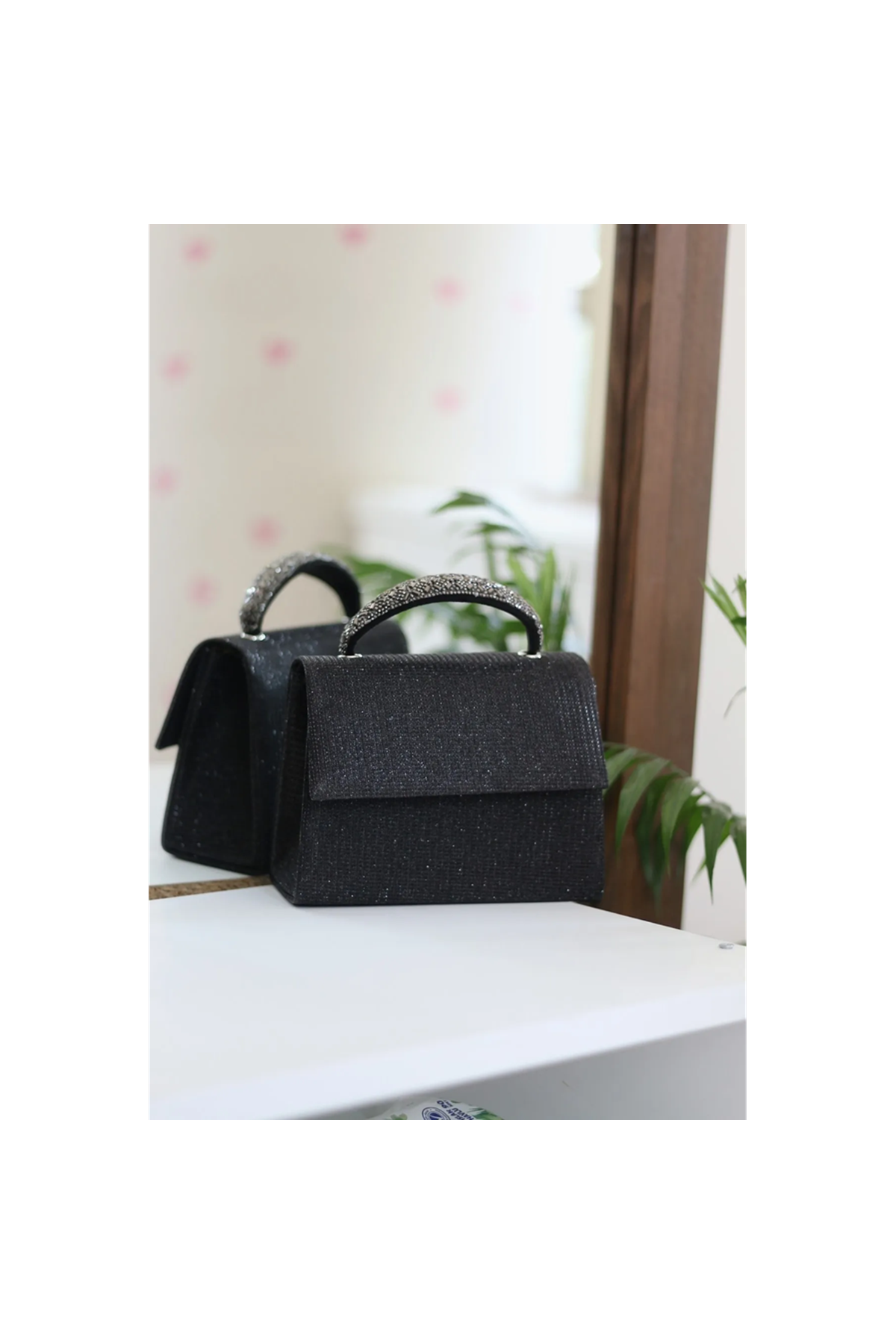 Siyah Koyun Tüylü Peluş Çanta