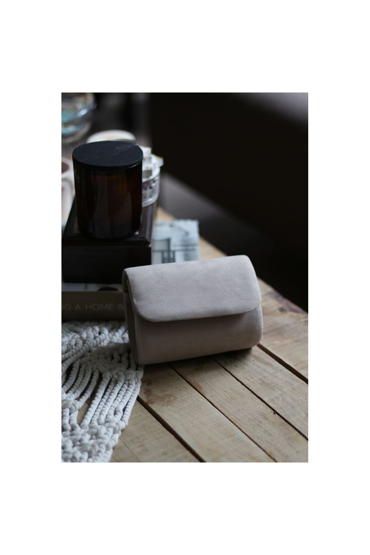 Kadın Vizon Süet Mini Portföy Abiye Çanta