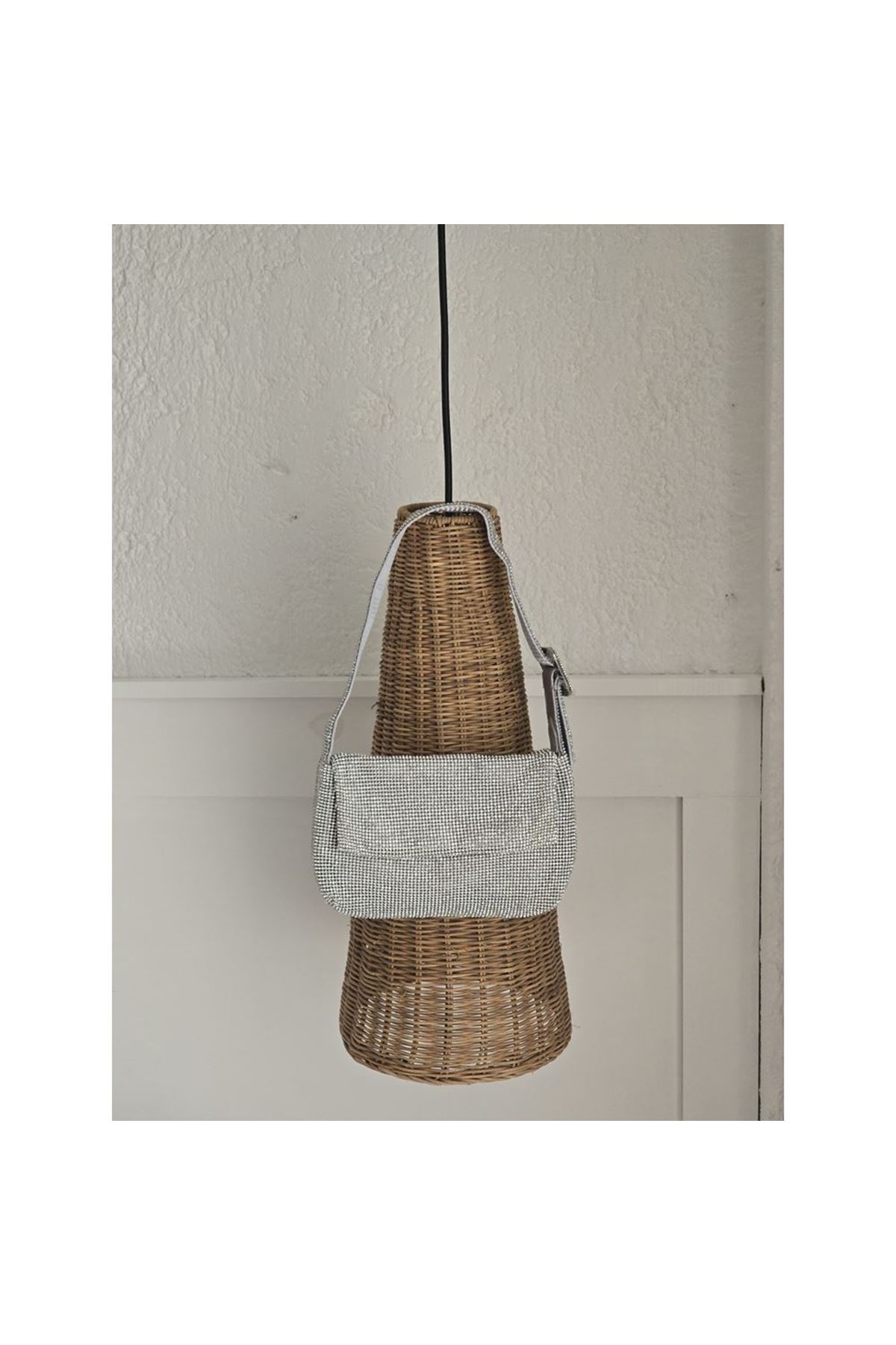 Kadın Parlak Silver Toka Detaylı Taş Dokuma Omuz Çantası