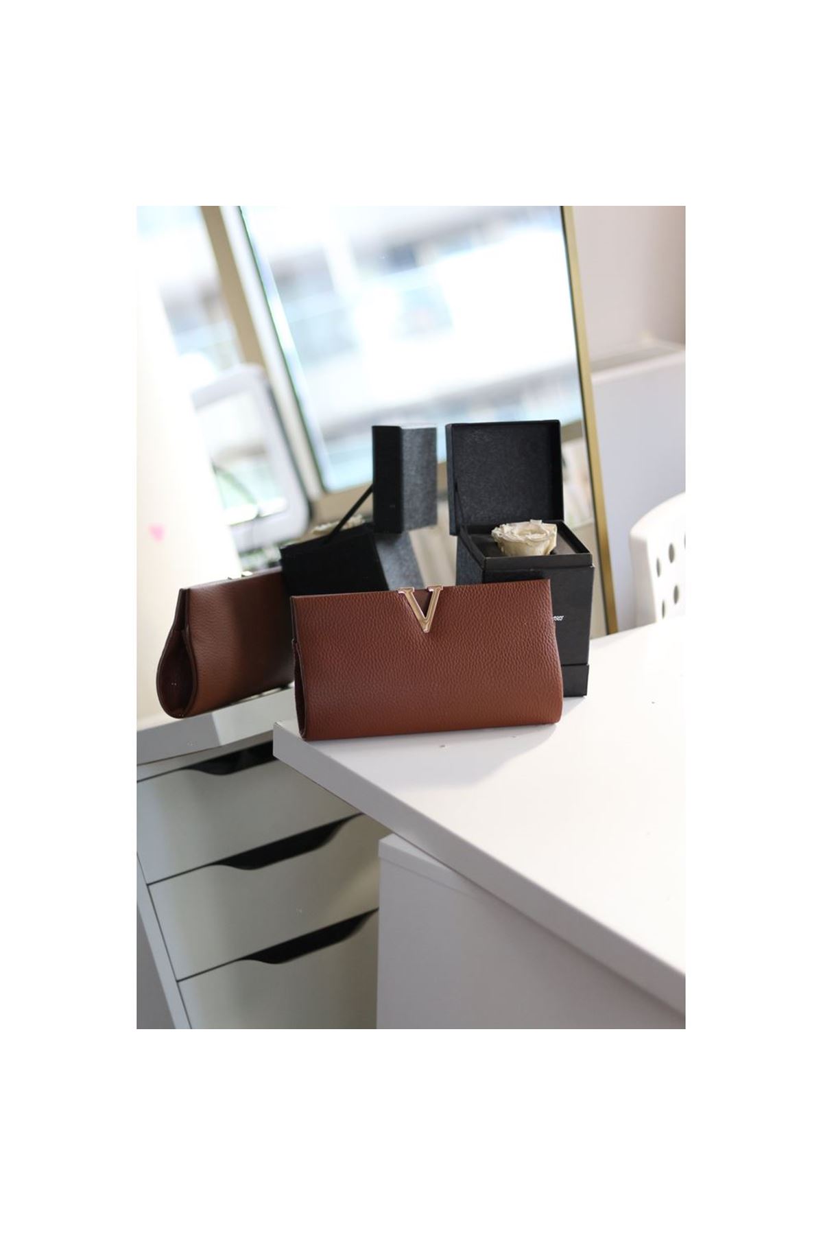 Kadın Taba Gold Toka Detaylı Zincirli Abiye El Çantası