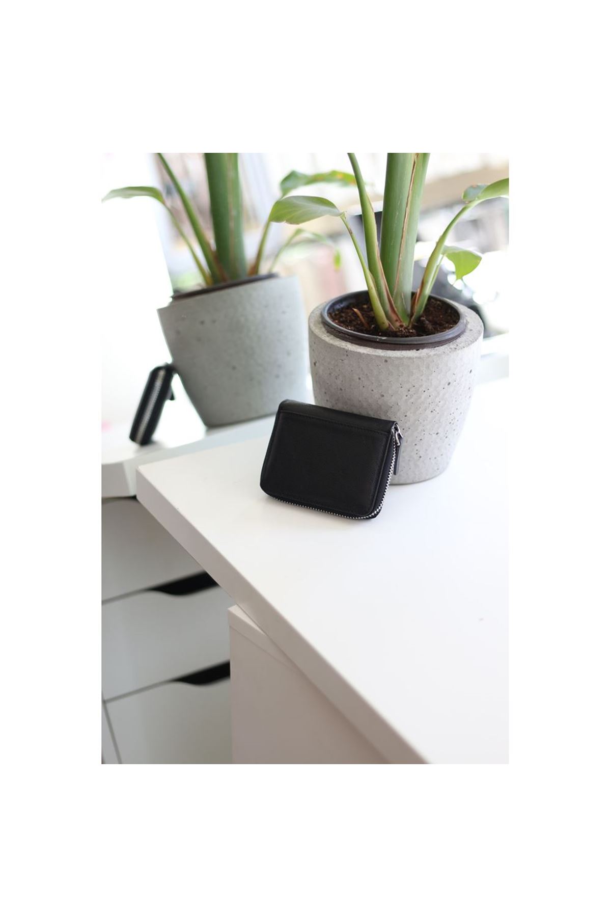 Kadın Siyah Gerçek Deri Kartlık