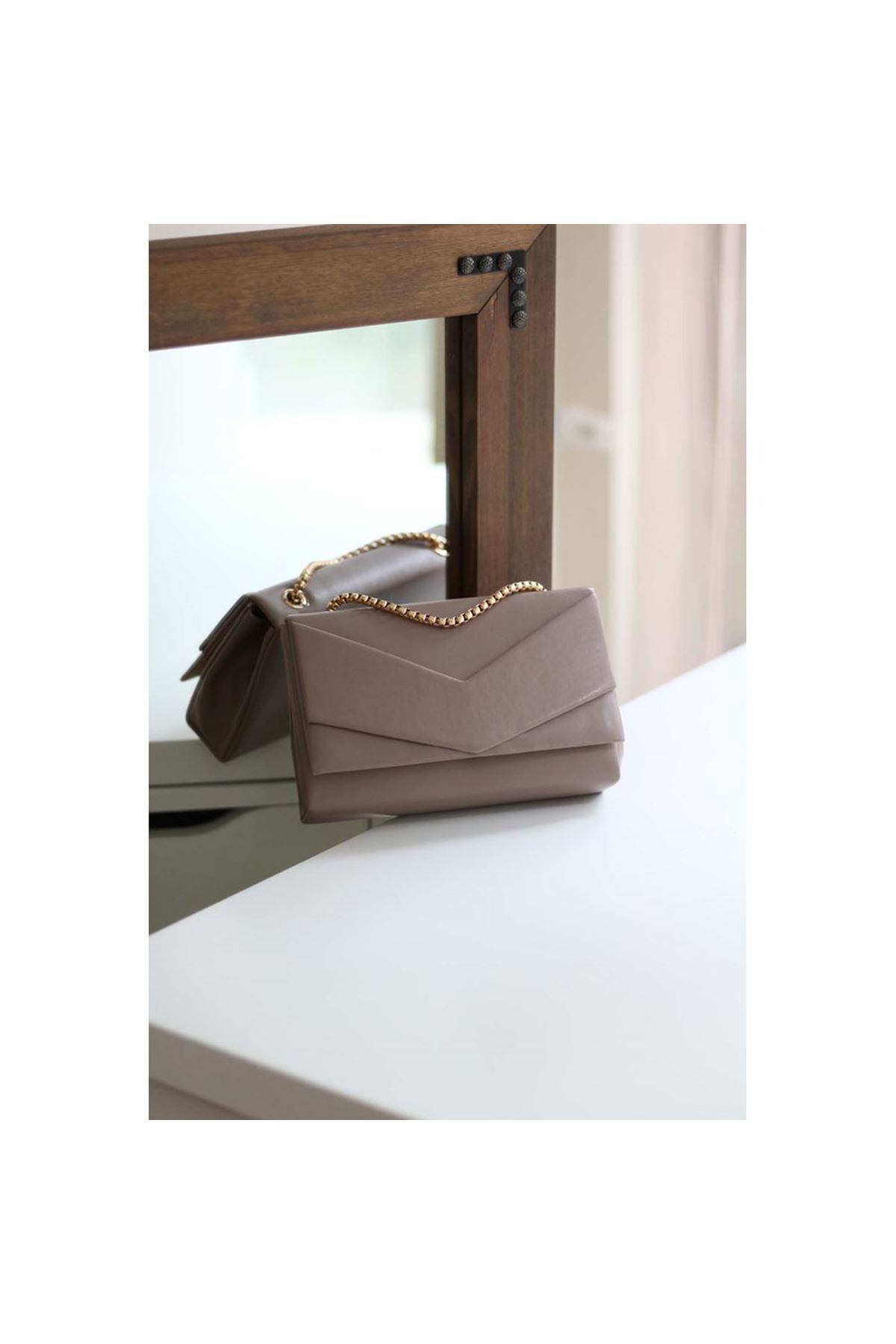 Kadın Vizon Zarf Kutu Omuz Çantası