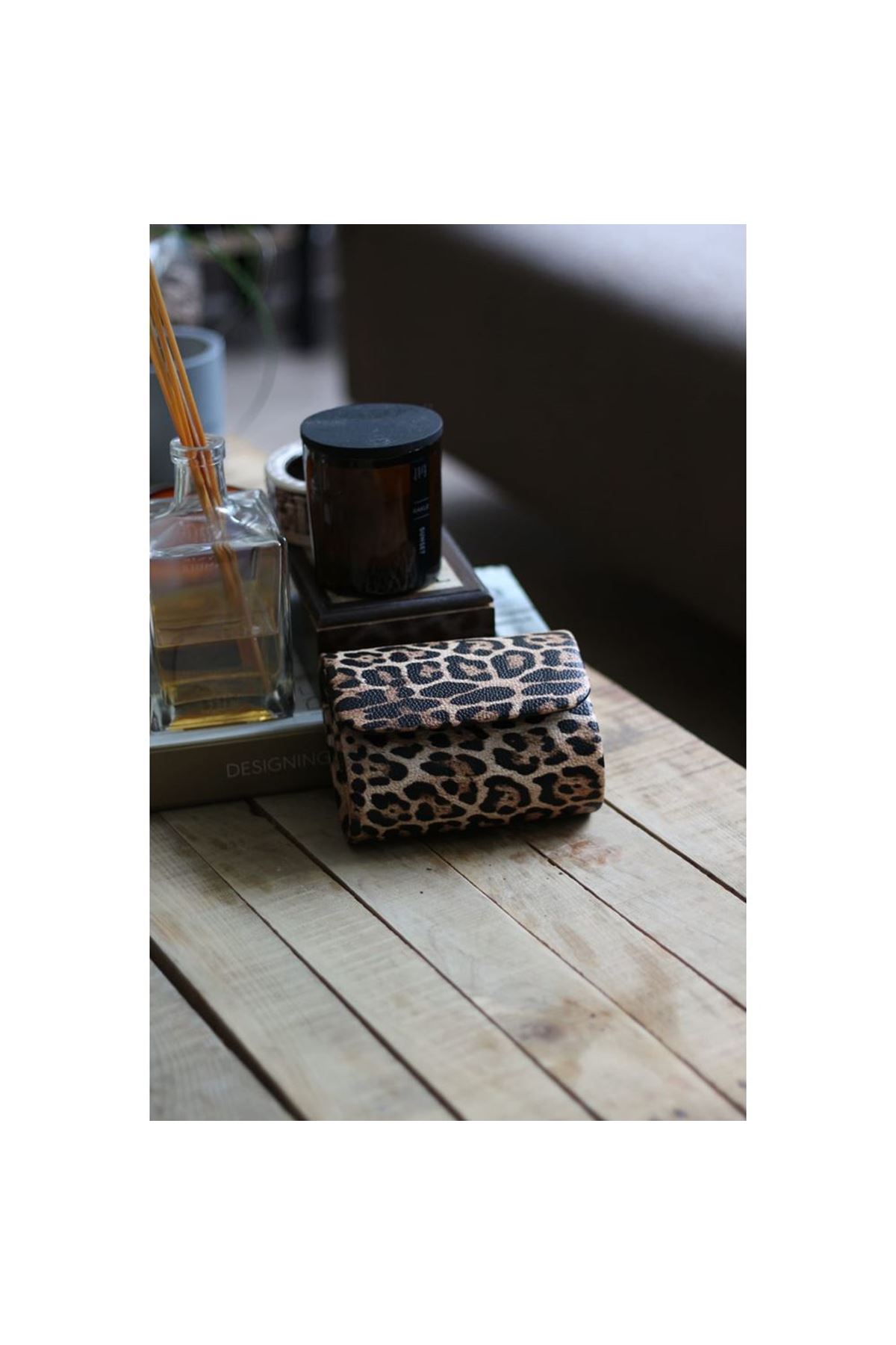 Kadın Leopar Mini Portföy Abiye Çanta