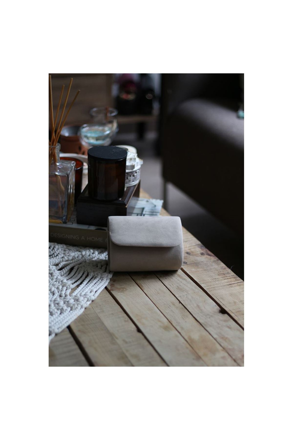 Kadın Vizon Süet Mini Portföy Abiye Çanta