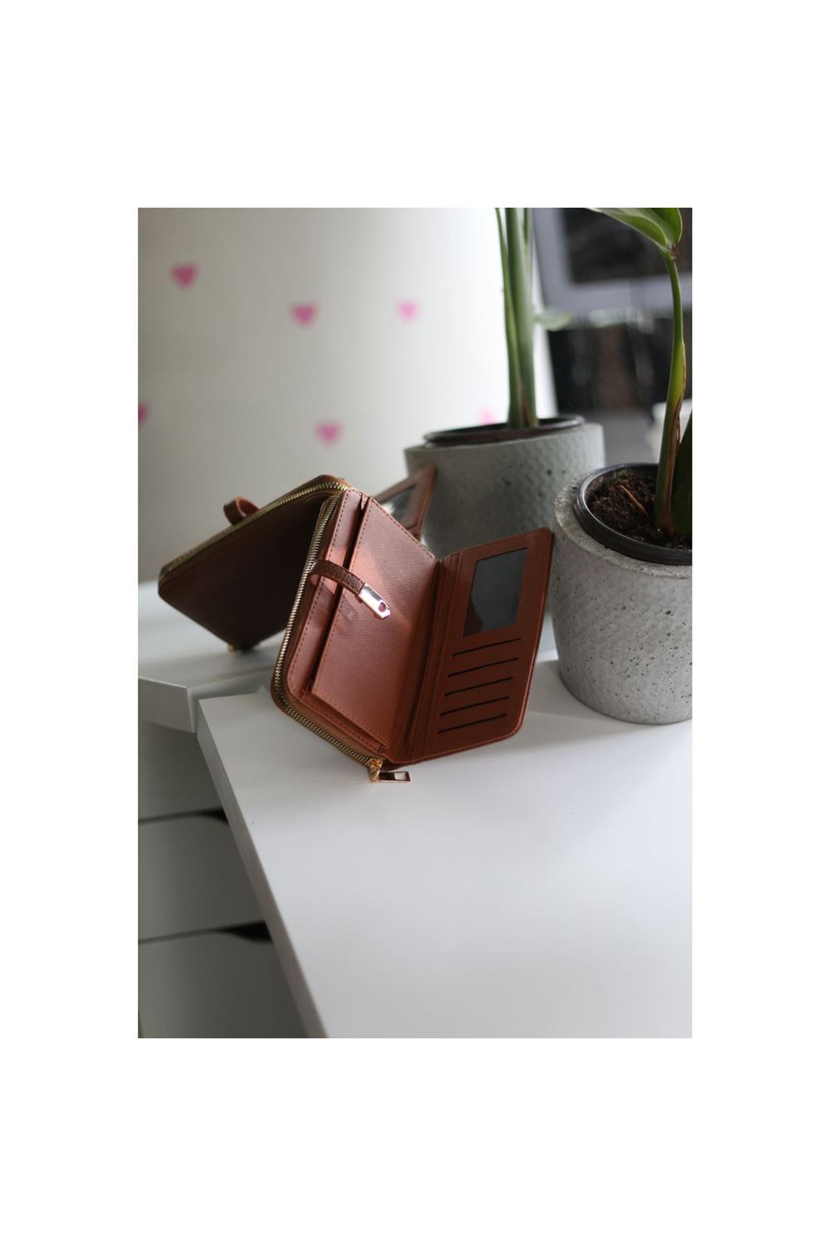 Kadın Taba Gold Aksesuar Düğme Detaylı Cüzdan